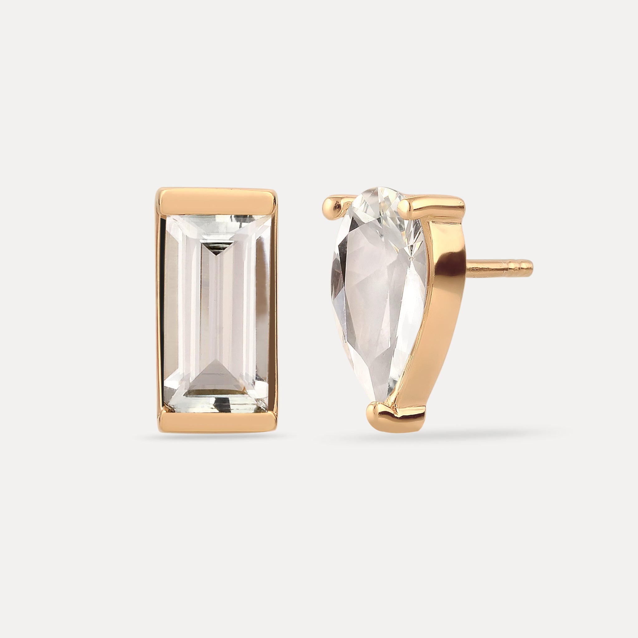 White Beryll Balance Stud Earrings | 14k Gold