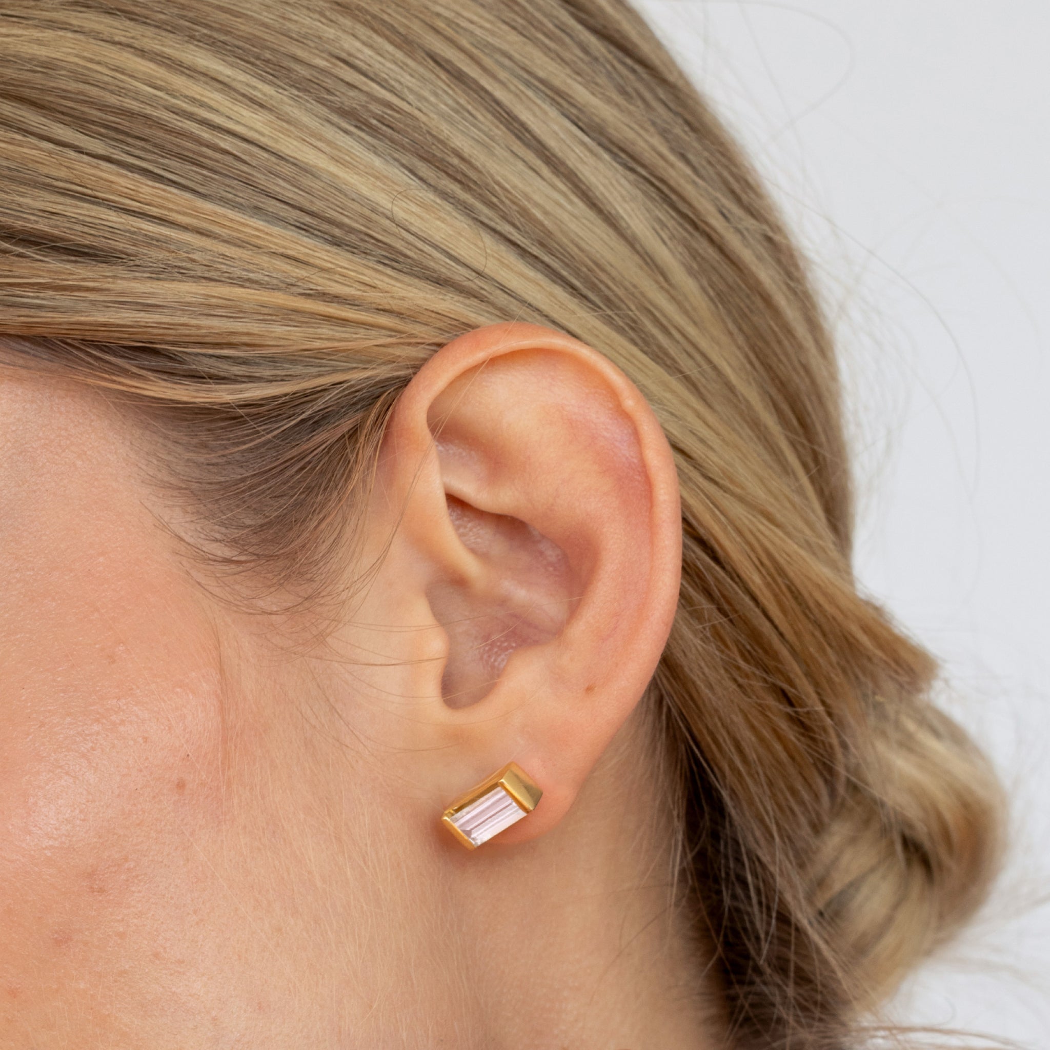 Rose Quartz Balance Stud Earrings