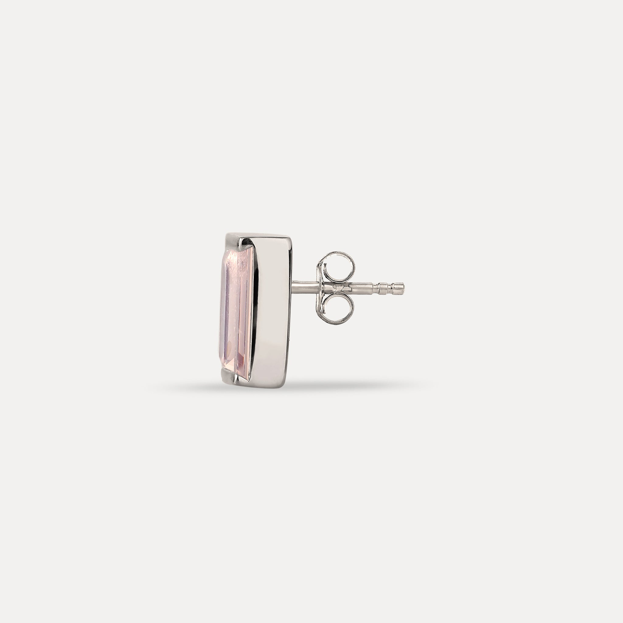 Rose Quartz Balance Baguette Stud Earring - Single