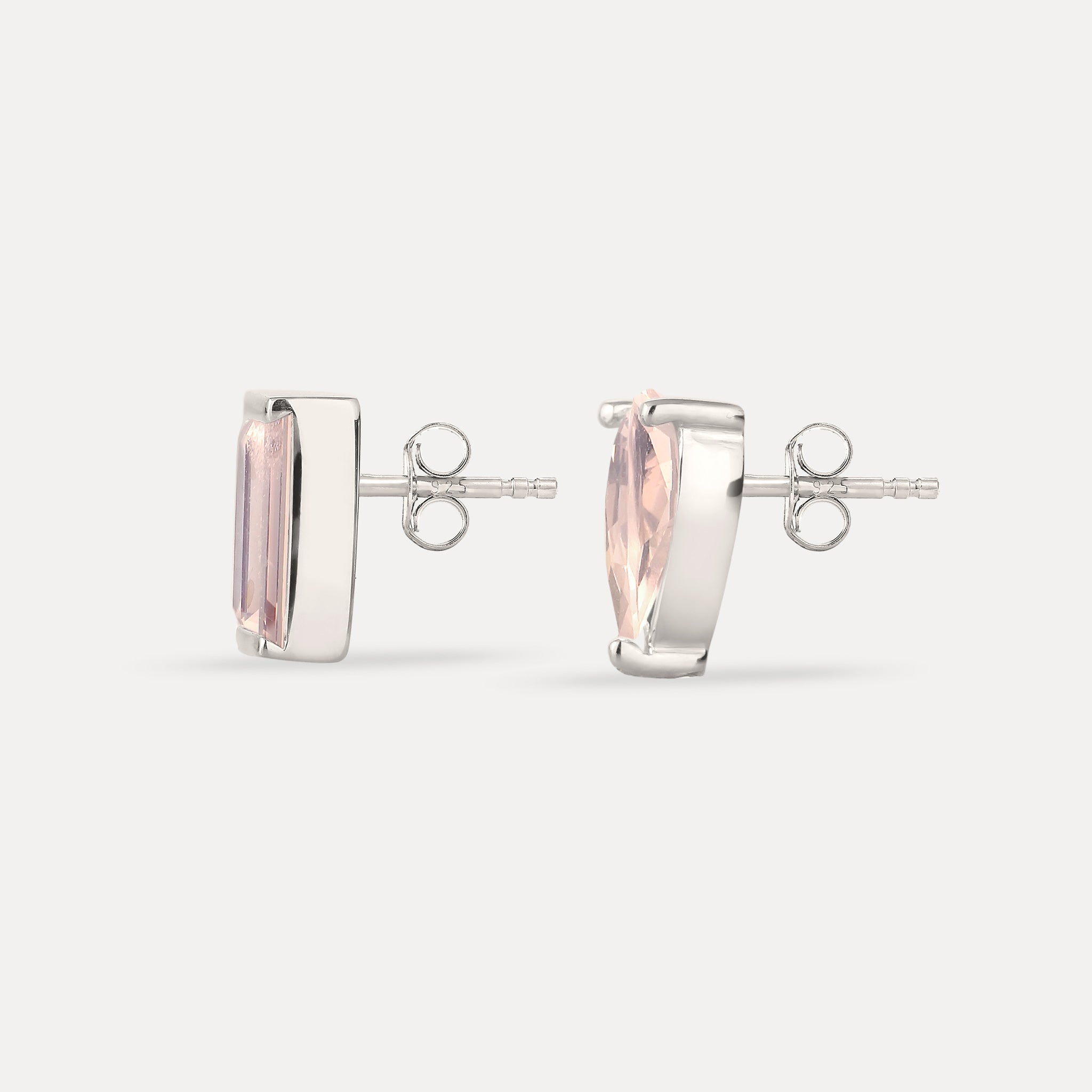 Rose Quartz Balance Stud Earrings