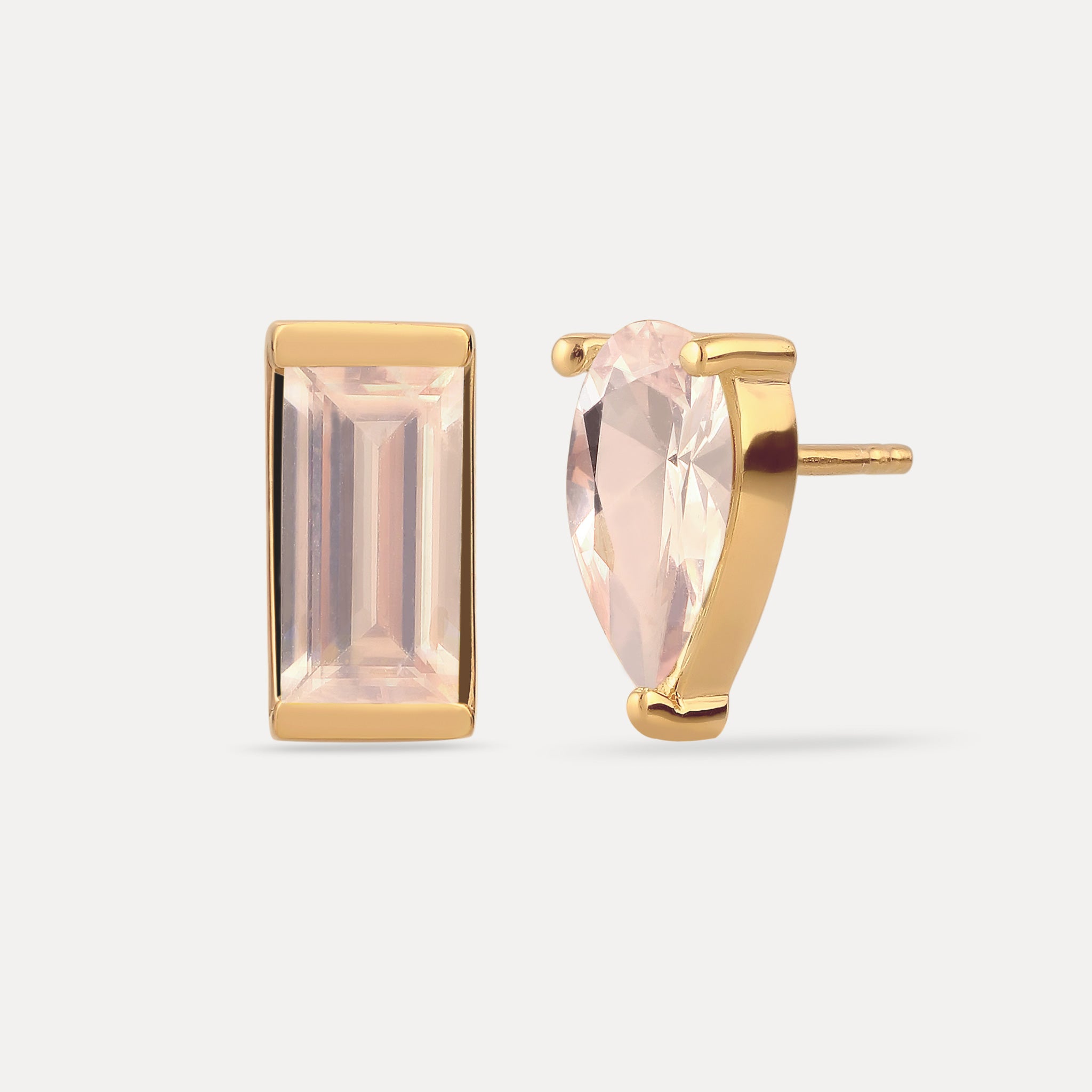 Rose Quartz Balance Stud Earrings