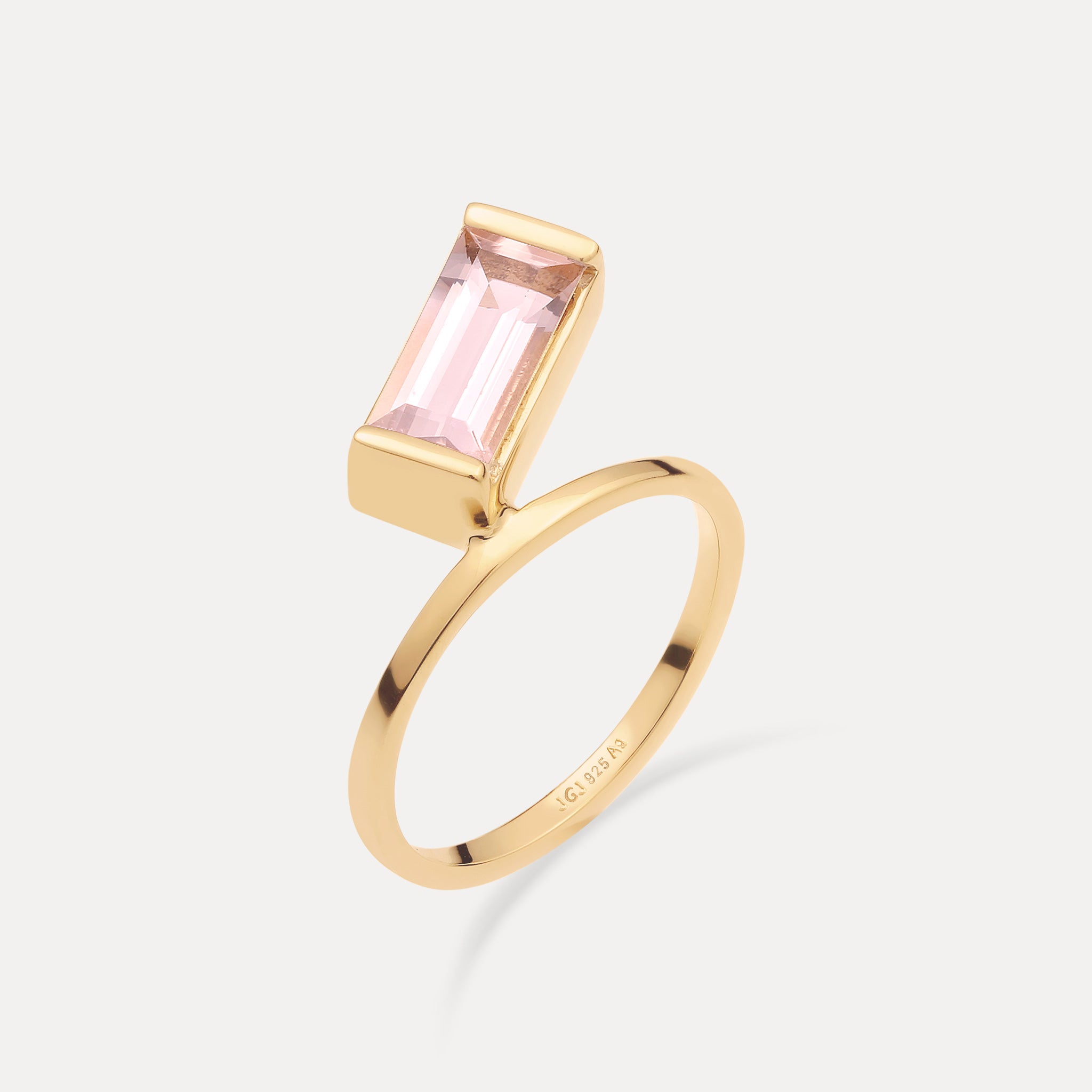 Rose Quartz Balance Baguette Ring