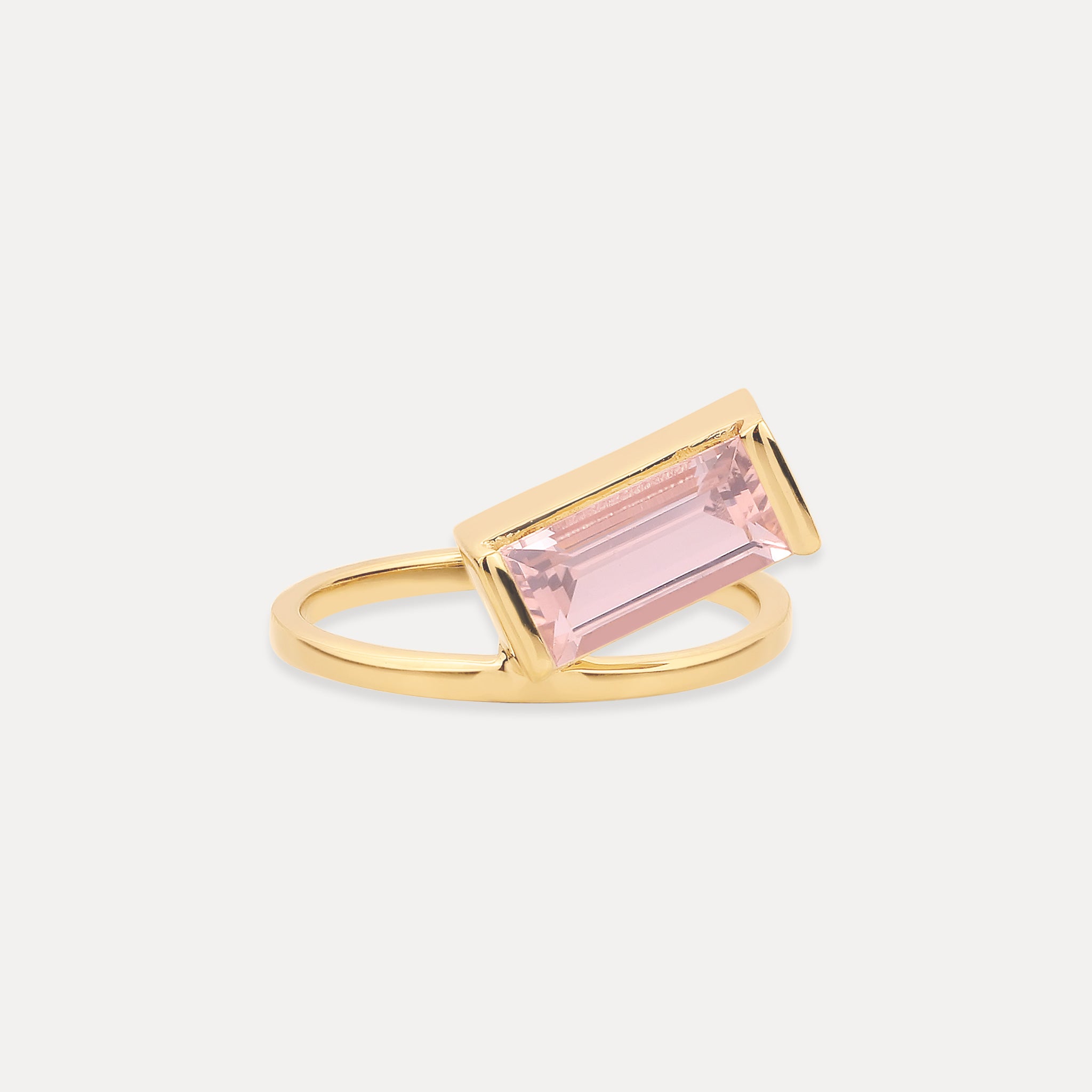 Rose Quartz Balance Baguette Ring