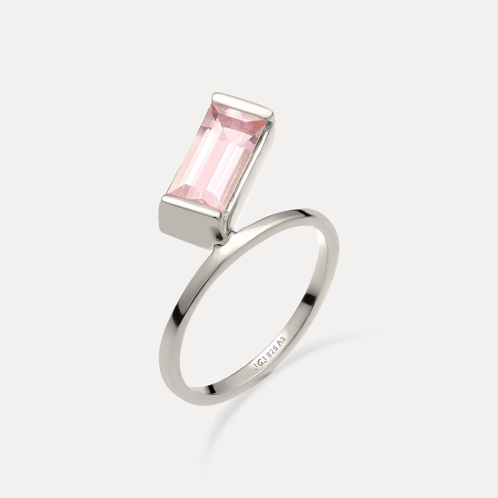 Rose Quartz Balance Baguette Ring