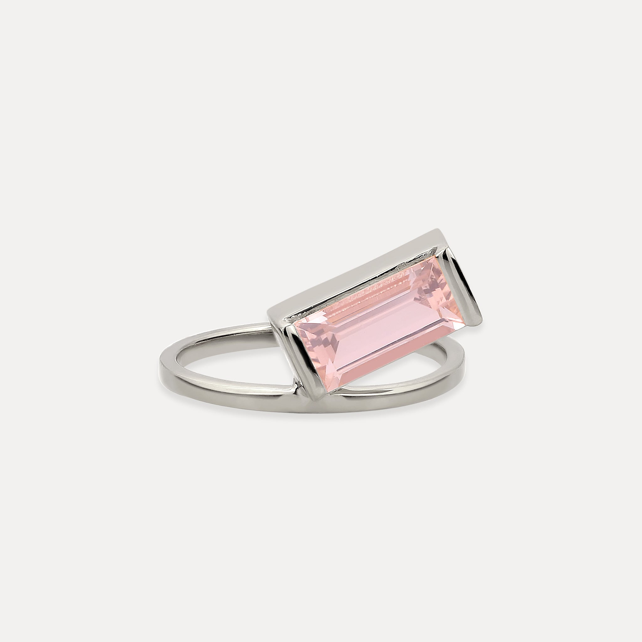 Rose Quartz Balance Baguette Ring