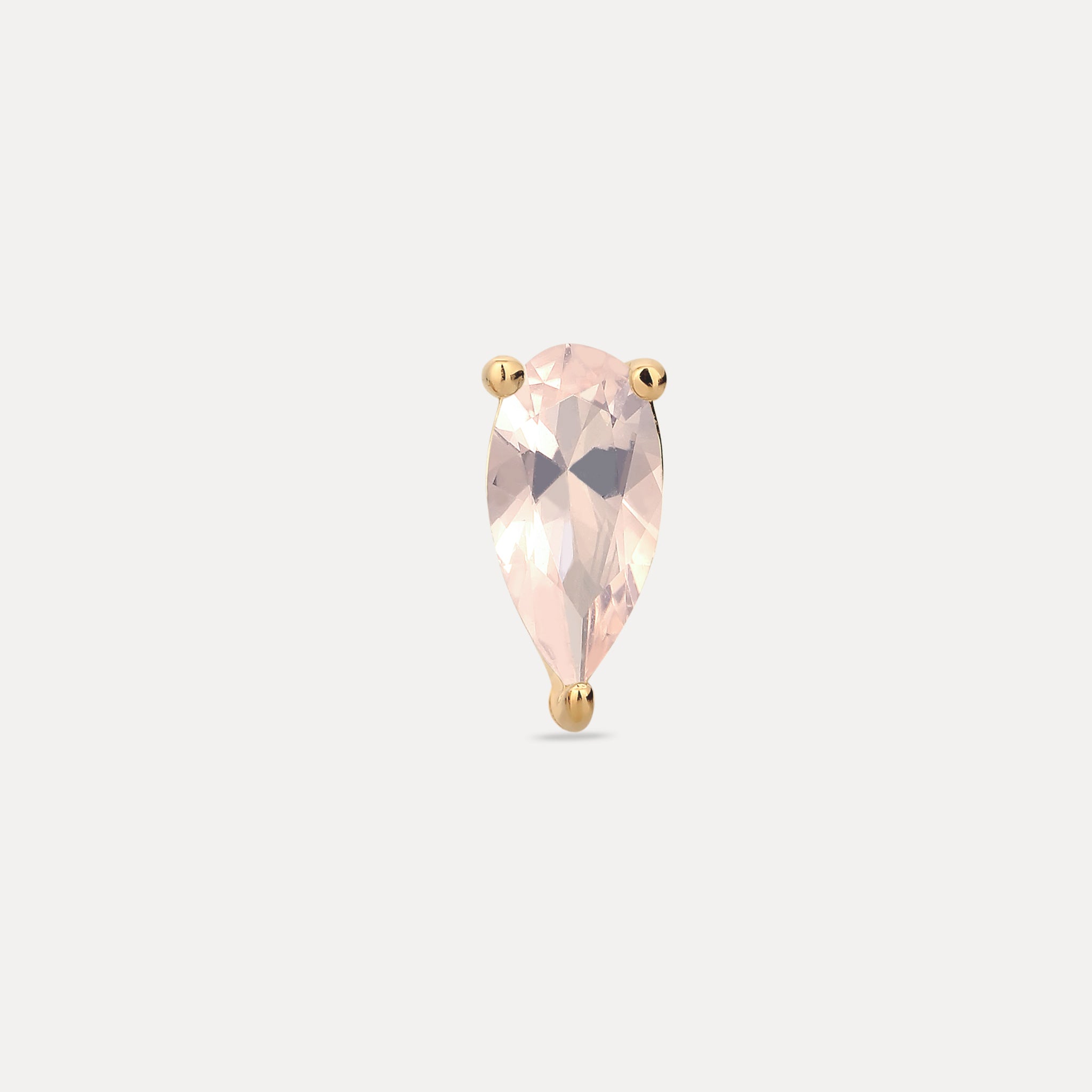 Rose Quartz Balance Drop Stud Earring - Single | 14K Gold