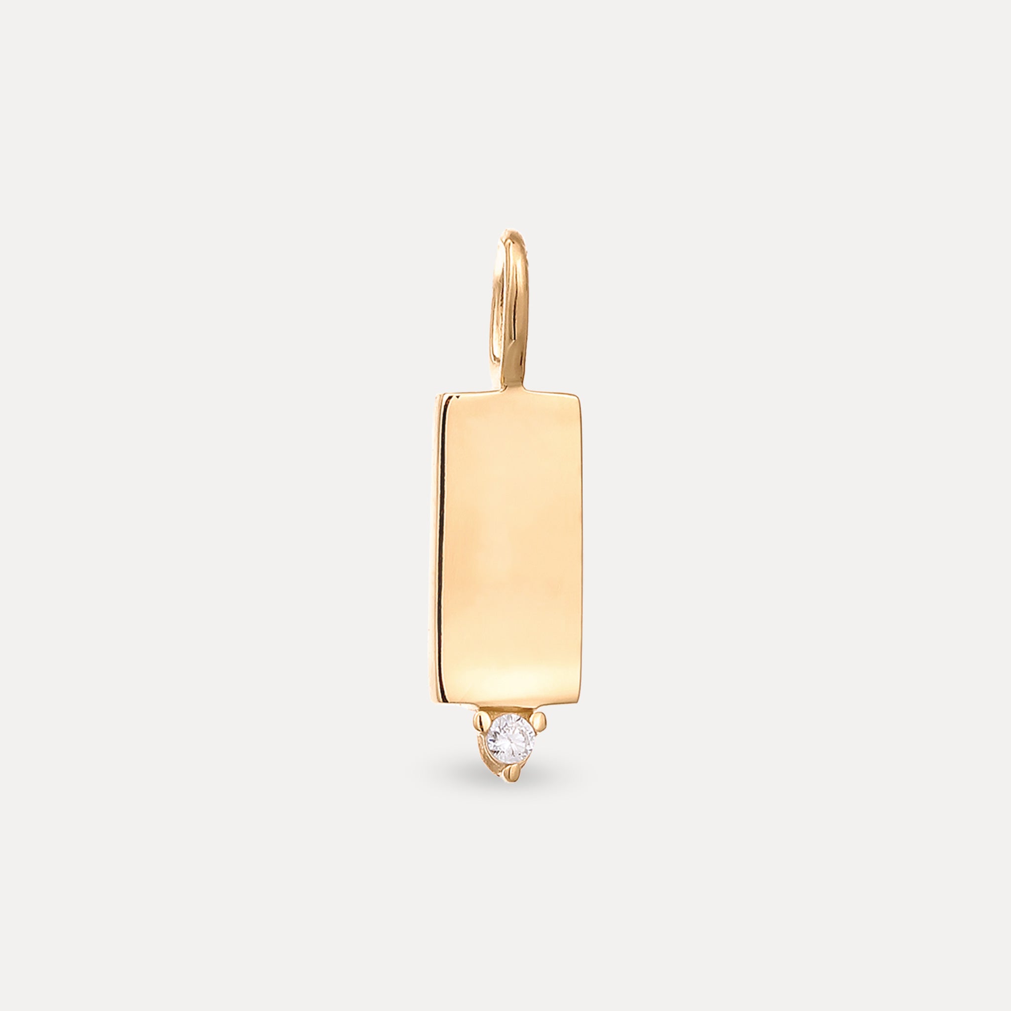 Sapphire Engravable Brick Tag Pendant | 14k Gold