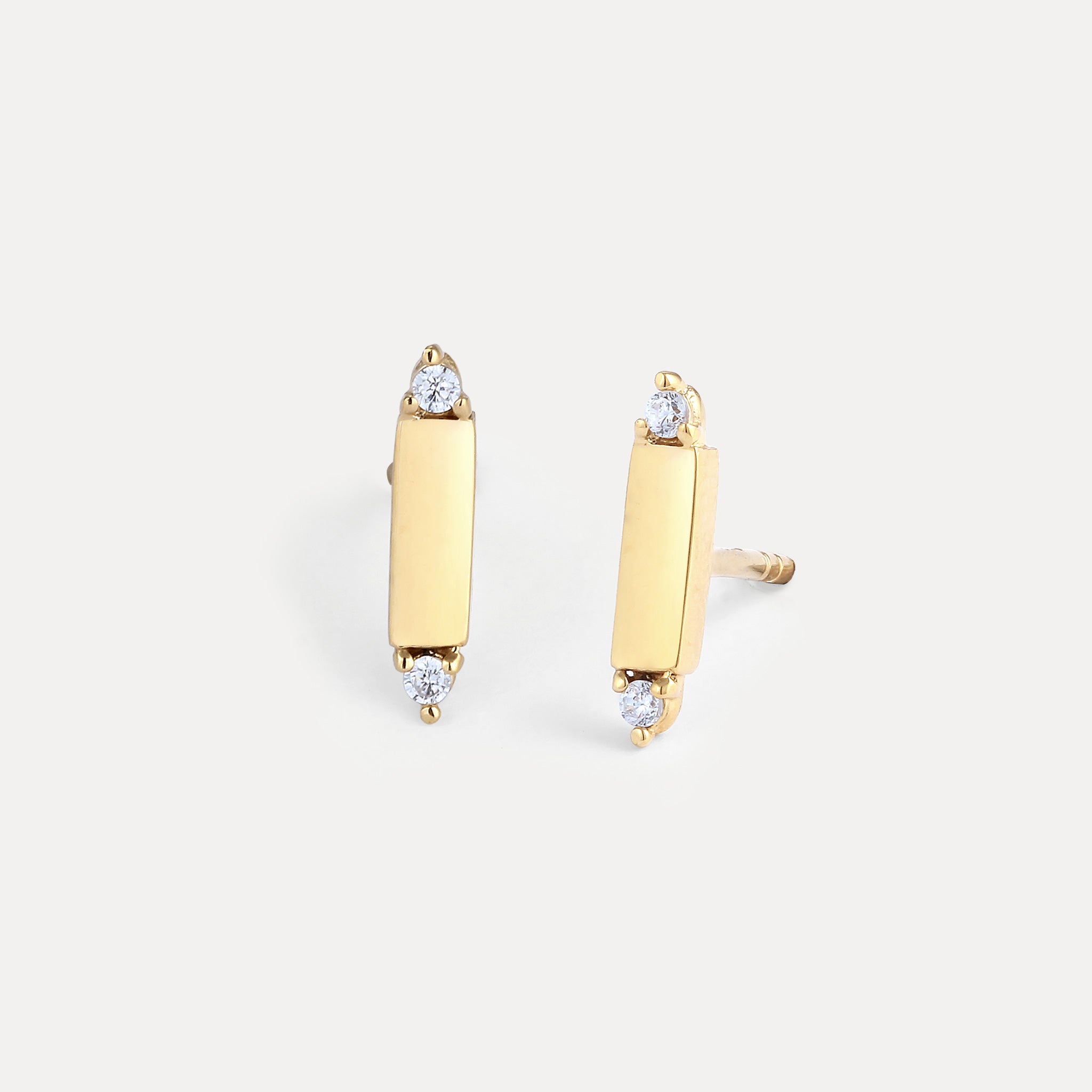 Saphir Brick Tag Ohrstecker Ohrringe