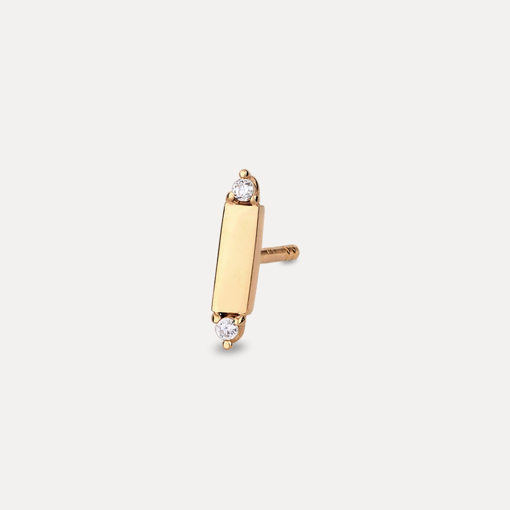 Sapphire Brick Tag Stud Earrings - Single | 14k Gold