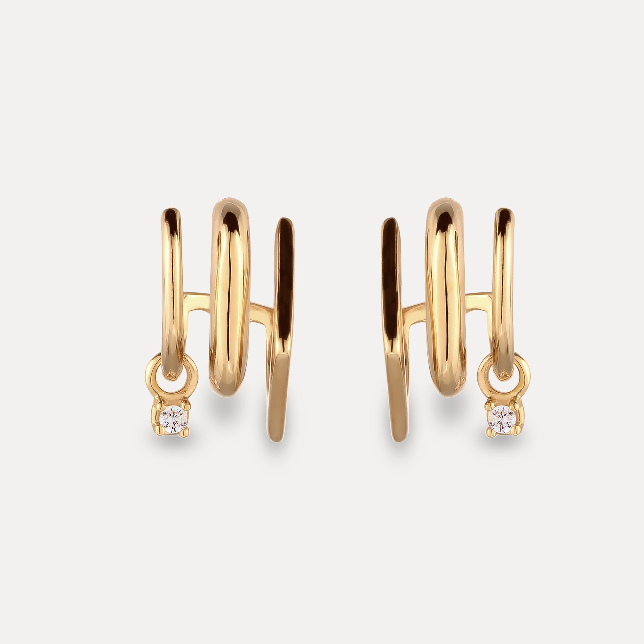 Sapphire Triple Shape Huggie Earrings