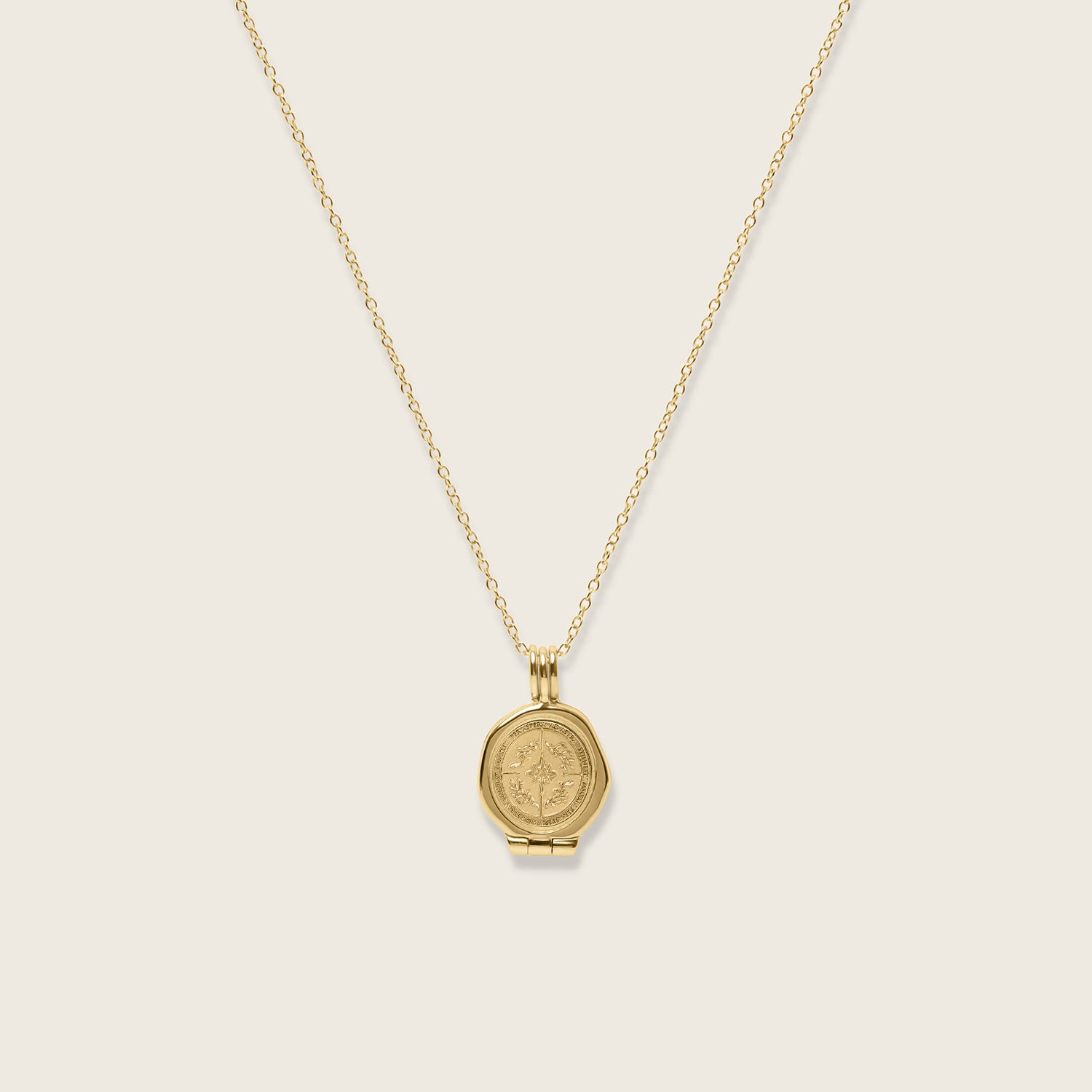 Ad Astra Seal Locket Necklace 14k Solid Gold