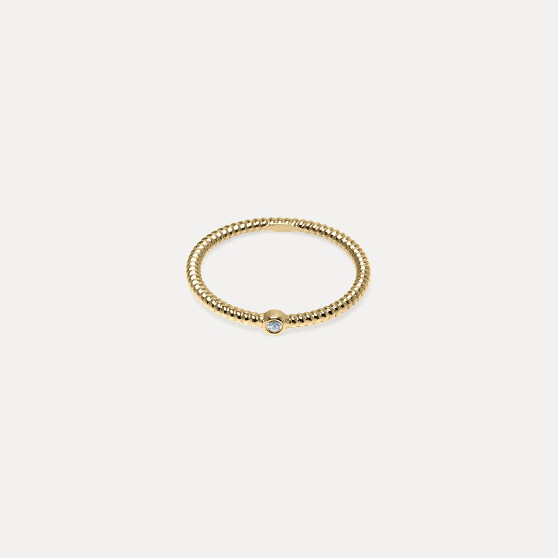 Snake Tail Solitaire Ring 14k Solid Gold Aquamarine