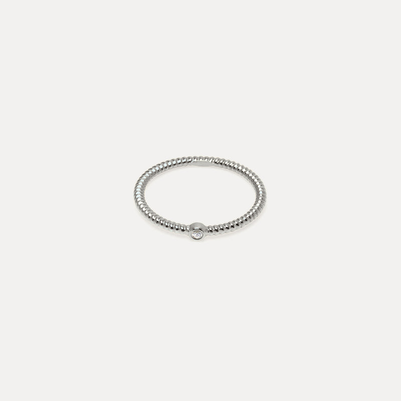 Snake Tail Solitaire Ring 925 Silver White Sapphire