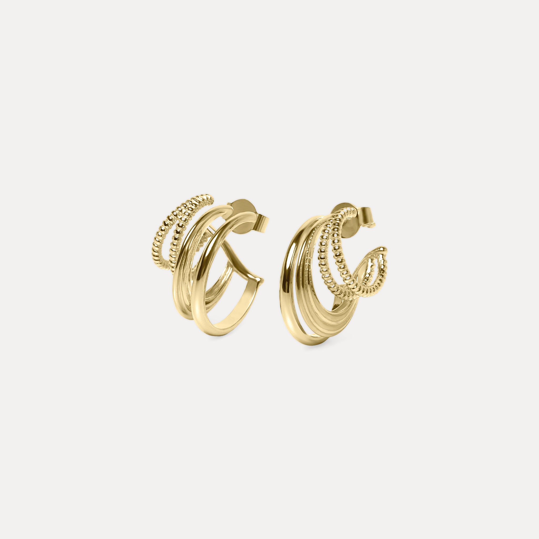 Snake Tail Triple Huggies 14k Solid Gold