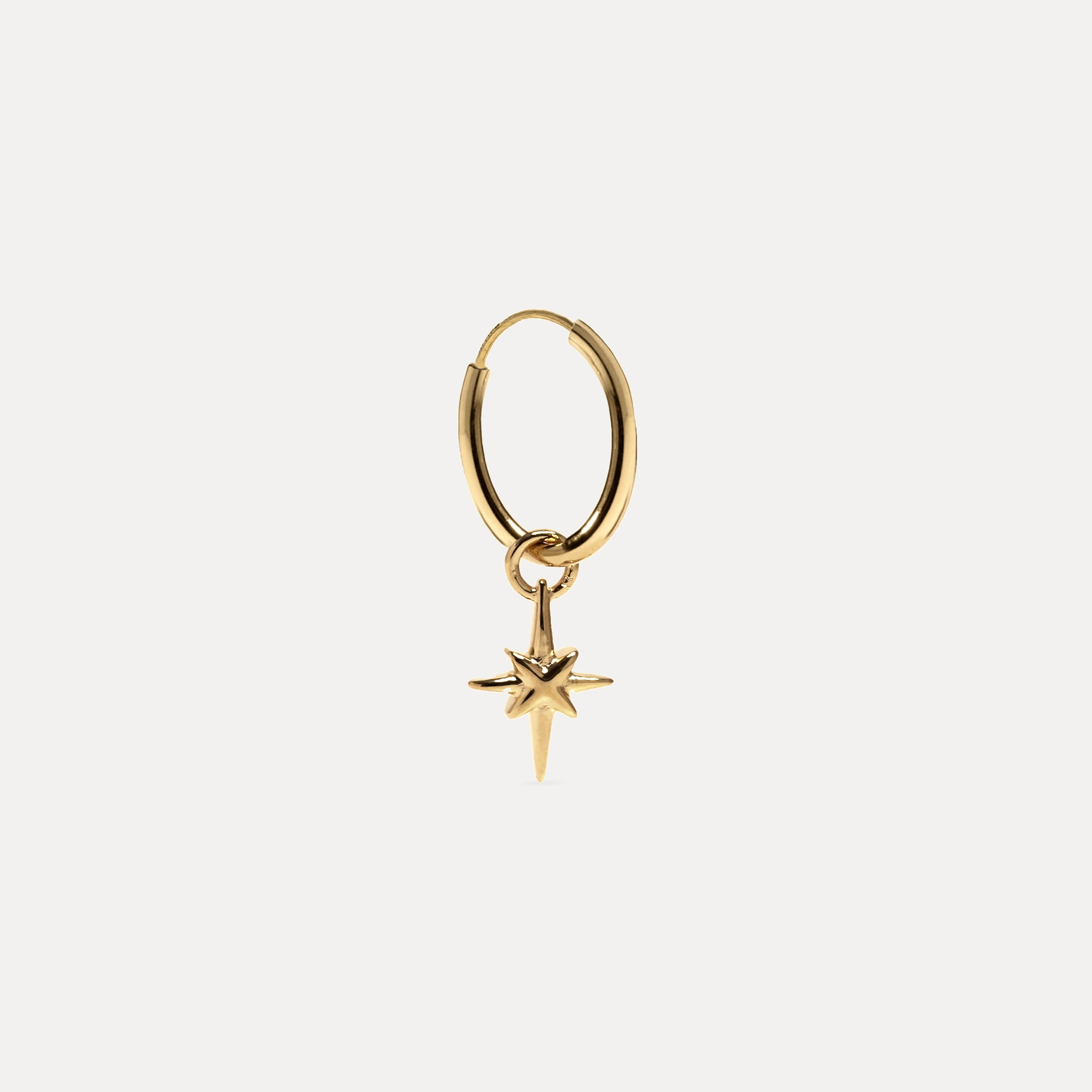 Star Light Hoops 14k Solid Gold - Single