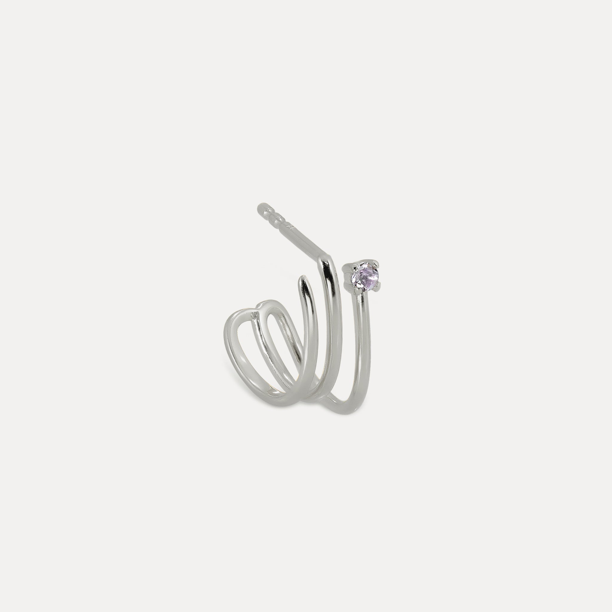 Amethyst Trine Huggies Earrings - Single | 14k Gold