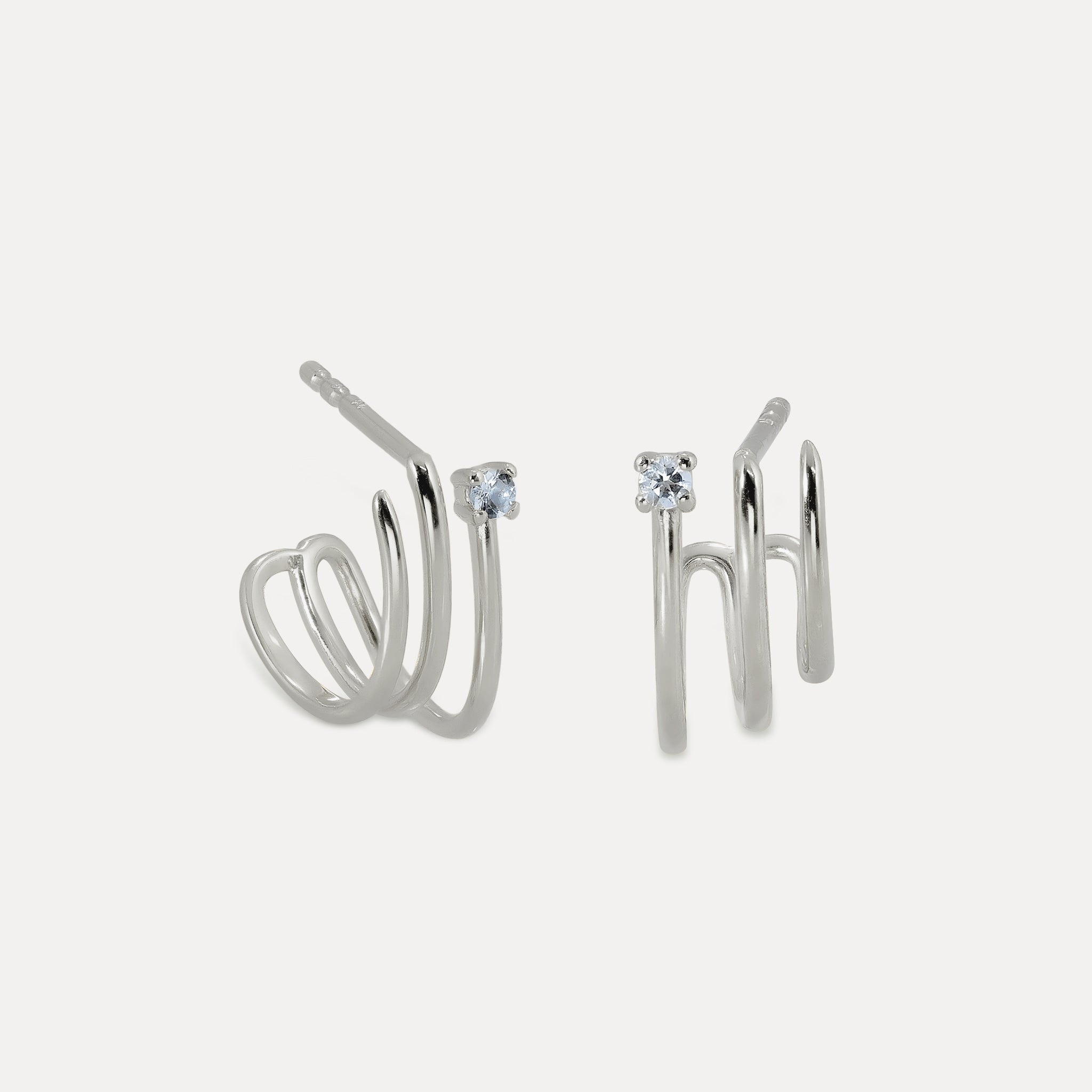 Aquamarine Trine Huggies Earrings | 14k Gold