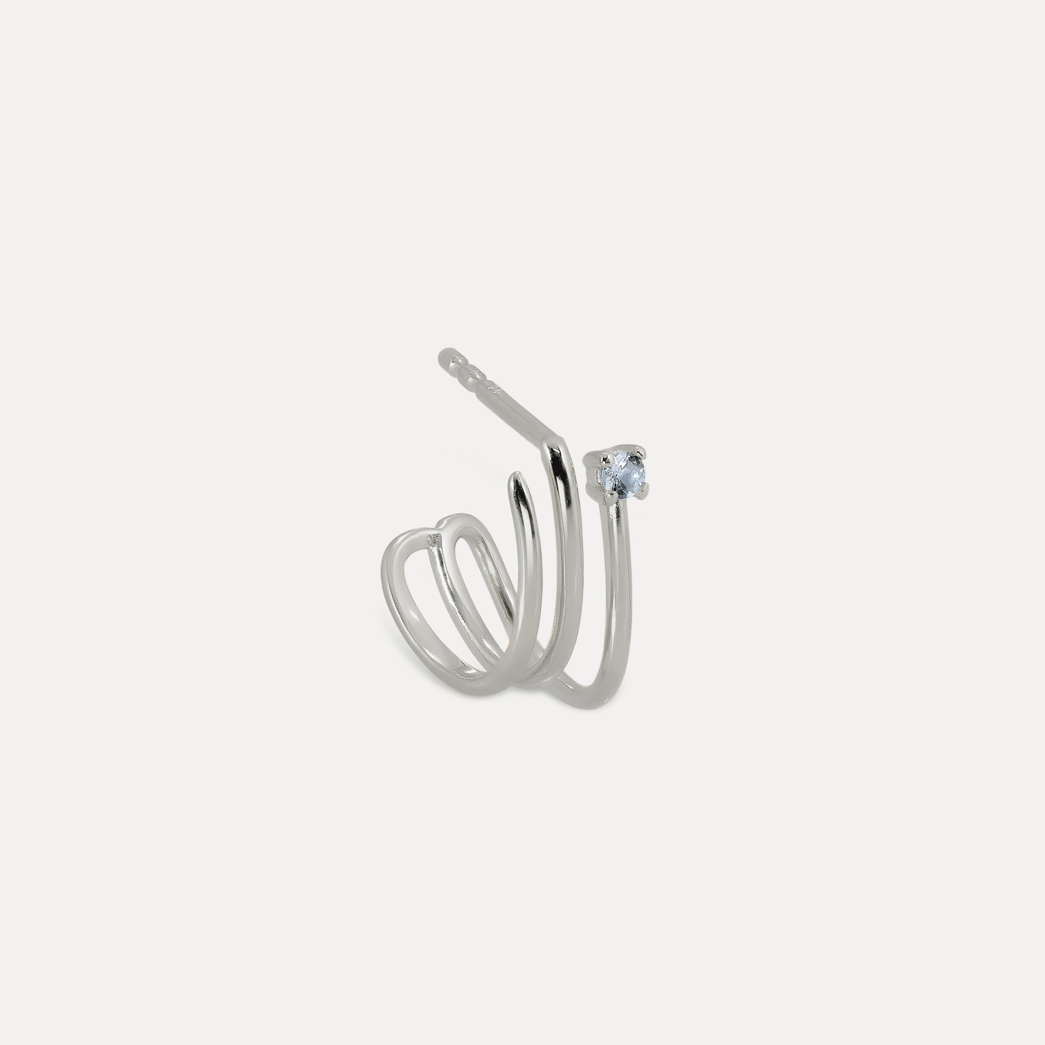 Aquamarine Trine Huggies Earrings - Single | 14k Gold