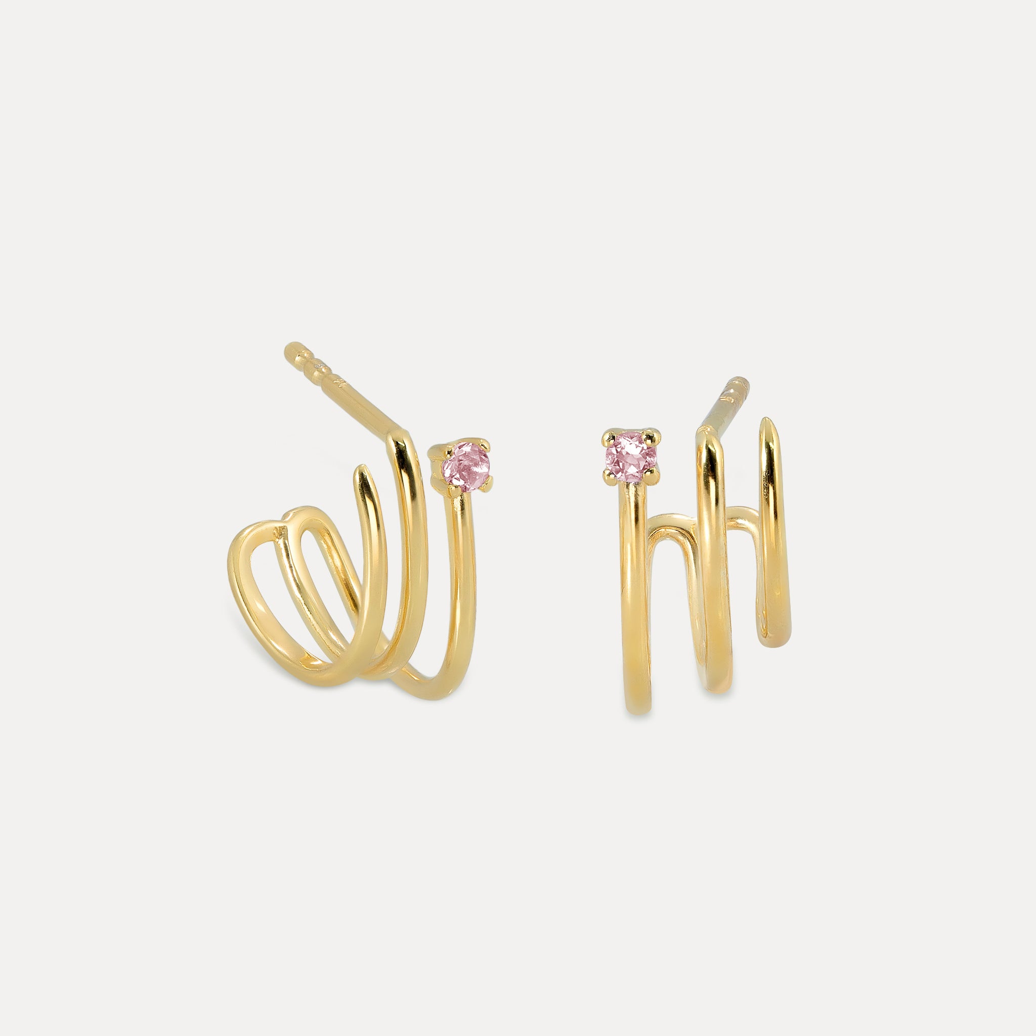 TourmalineTrine Huggies Earrings | 14k Gold