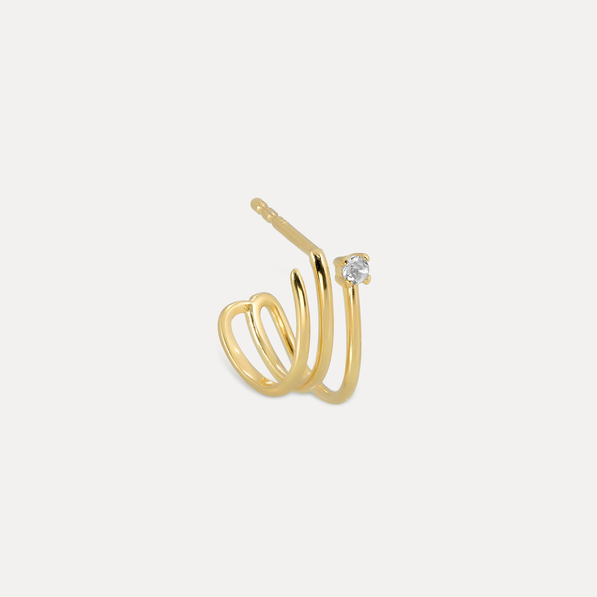 Diamond Trine Huggies Earrings - Single | 14k Gold