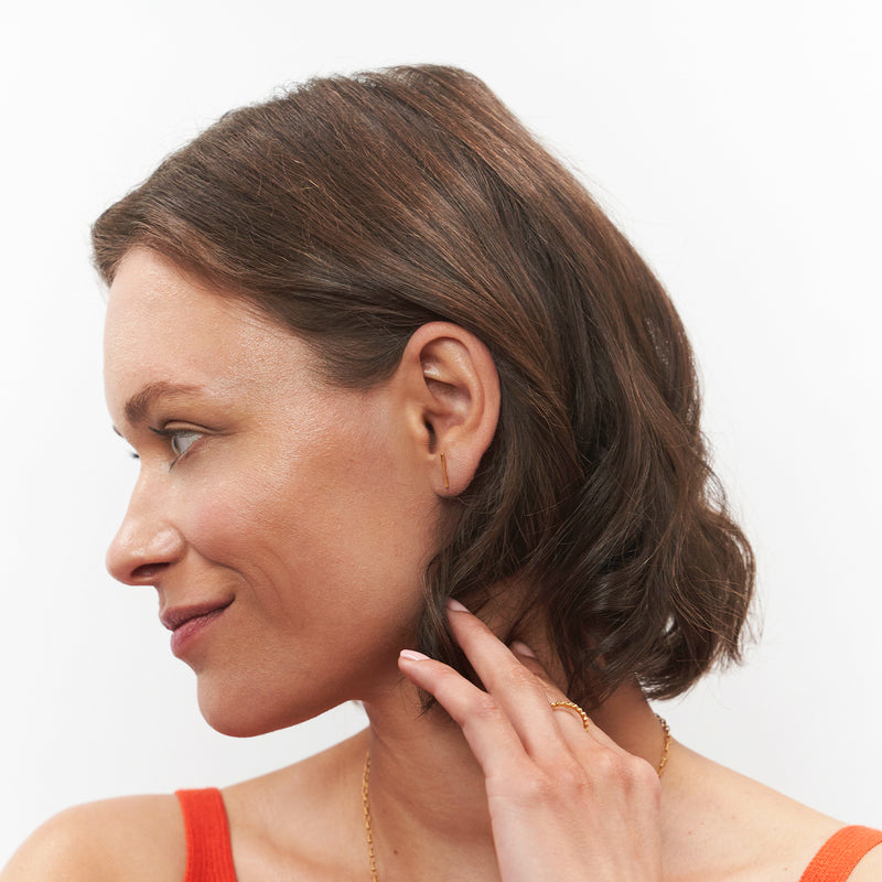 Twist Bar Studs 14k Solid Gold - Single