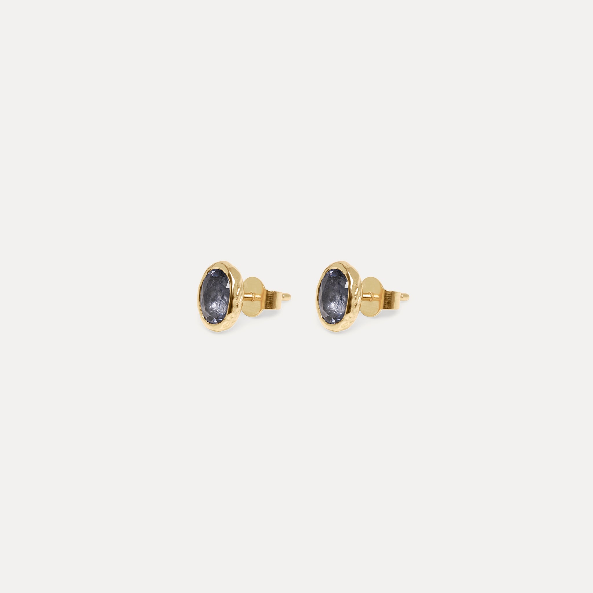 Violet Fizz Stud Earrings Iolith 14k Solid Gold