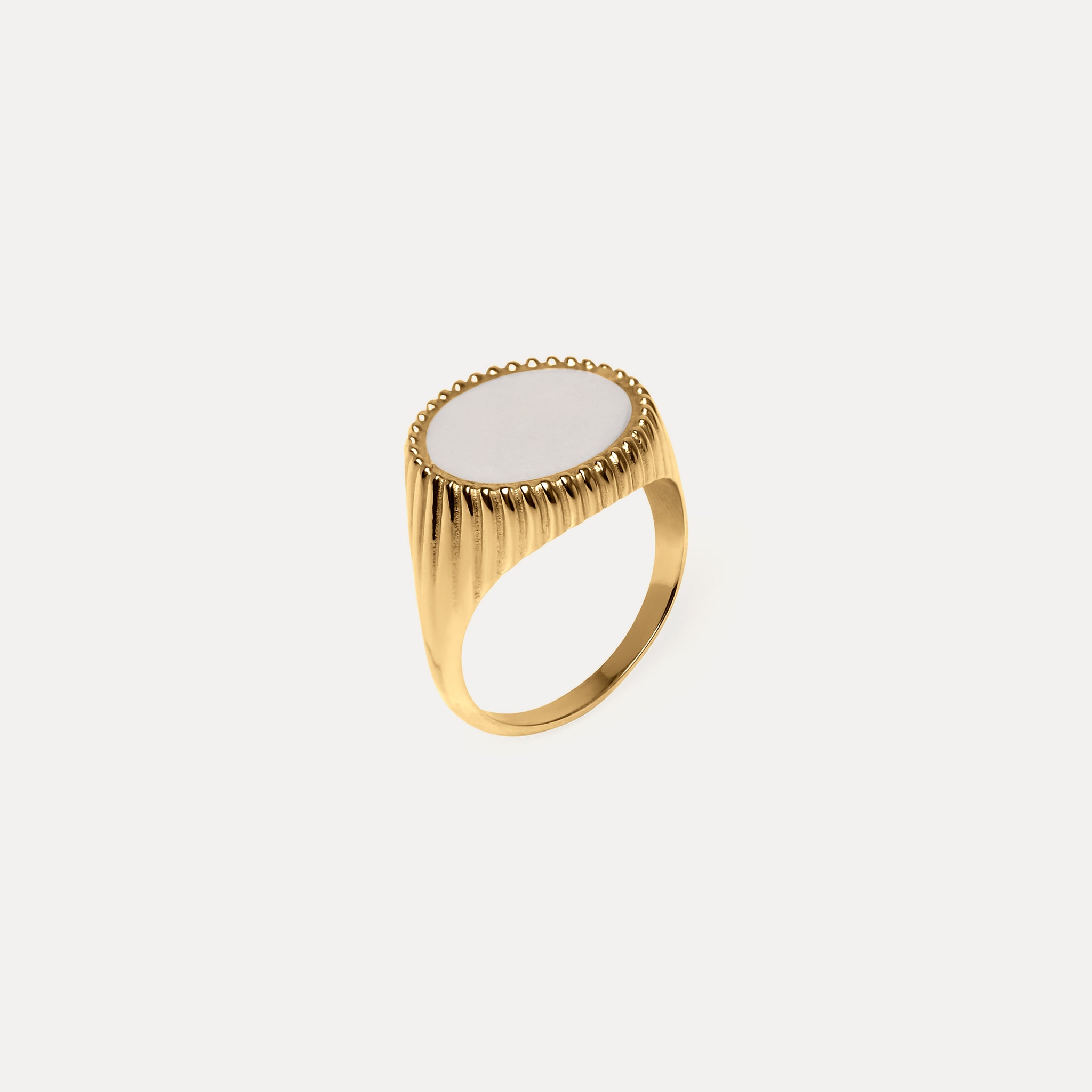 Solar Spritz Cocktail Ring Pearl White