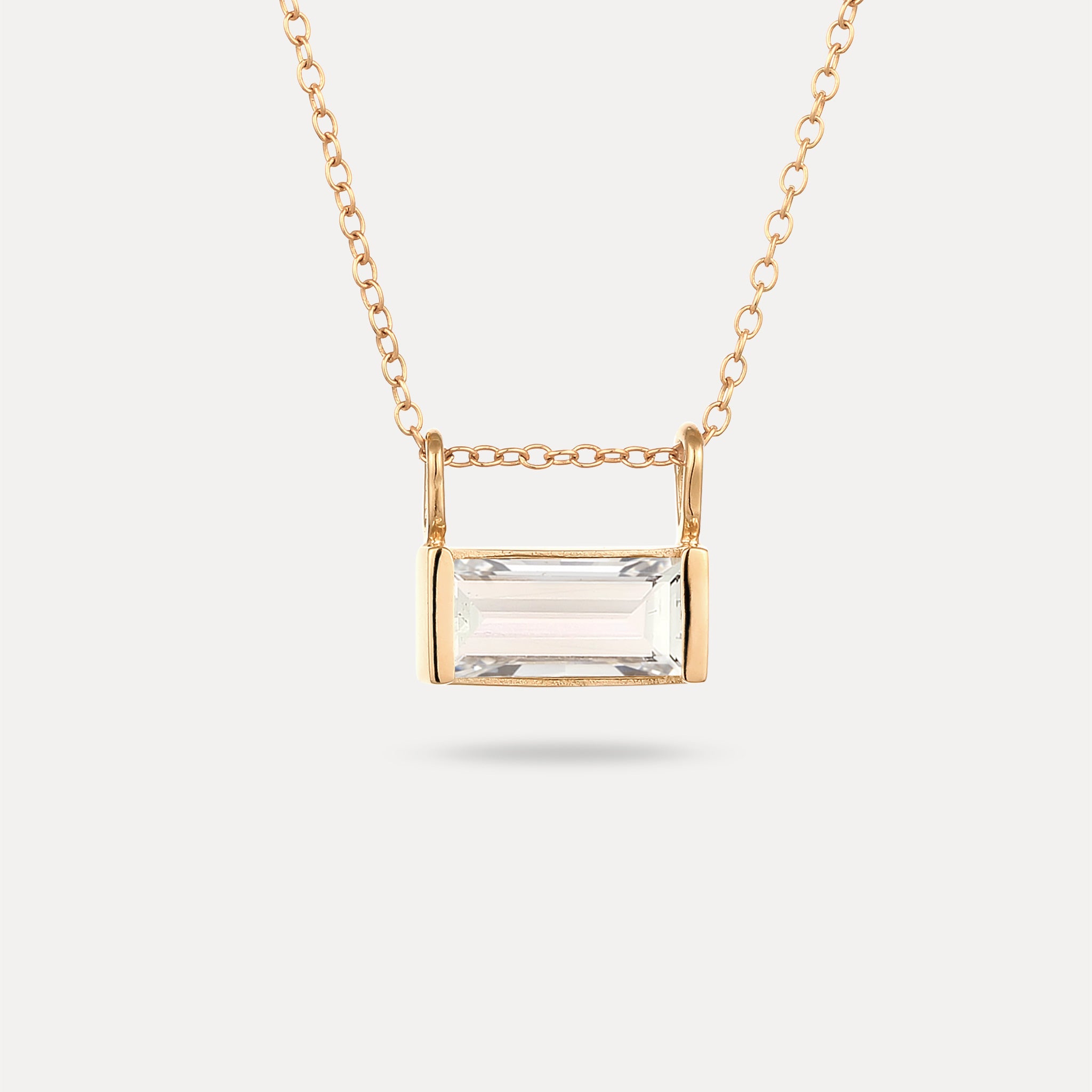 Beryl Balance Baguette Pendant | 14K Gold