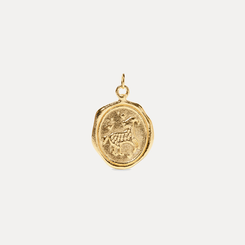 Zodiac Seal Pendant 14k Solid Gold