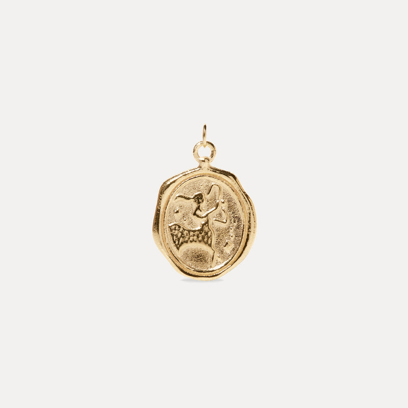 Zodiac Seal Pendant 14k Solid Gold
