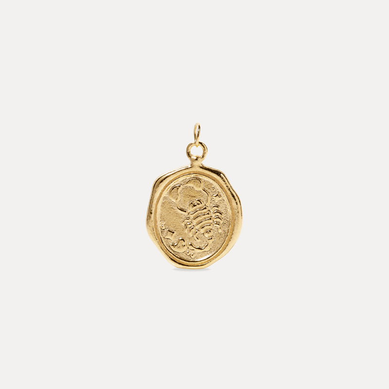 Zodiac Seal Pendant 14k Solid Gold