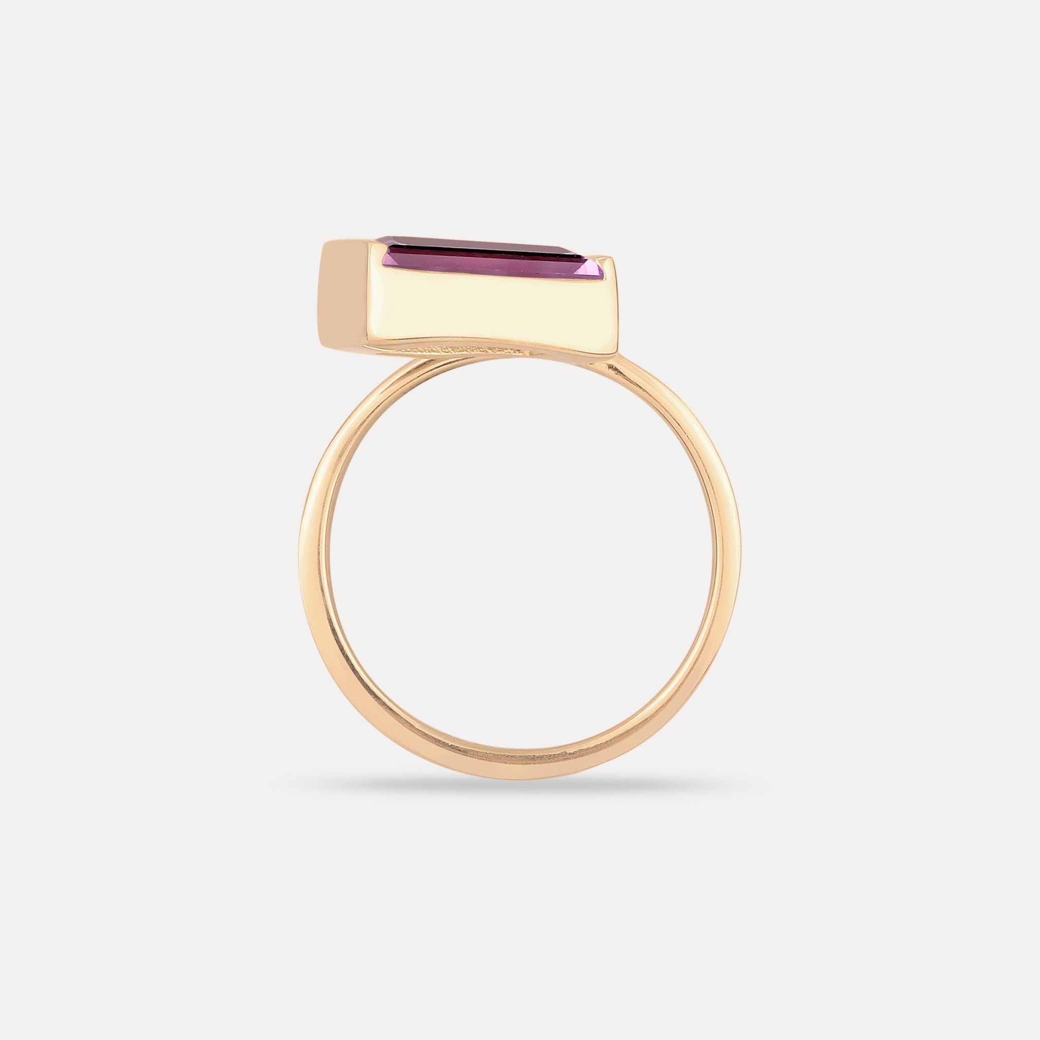Amethyst Balance Baguette Ring | 14k Solid Gold