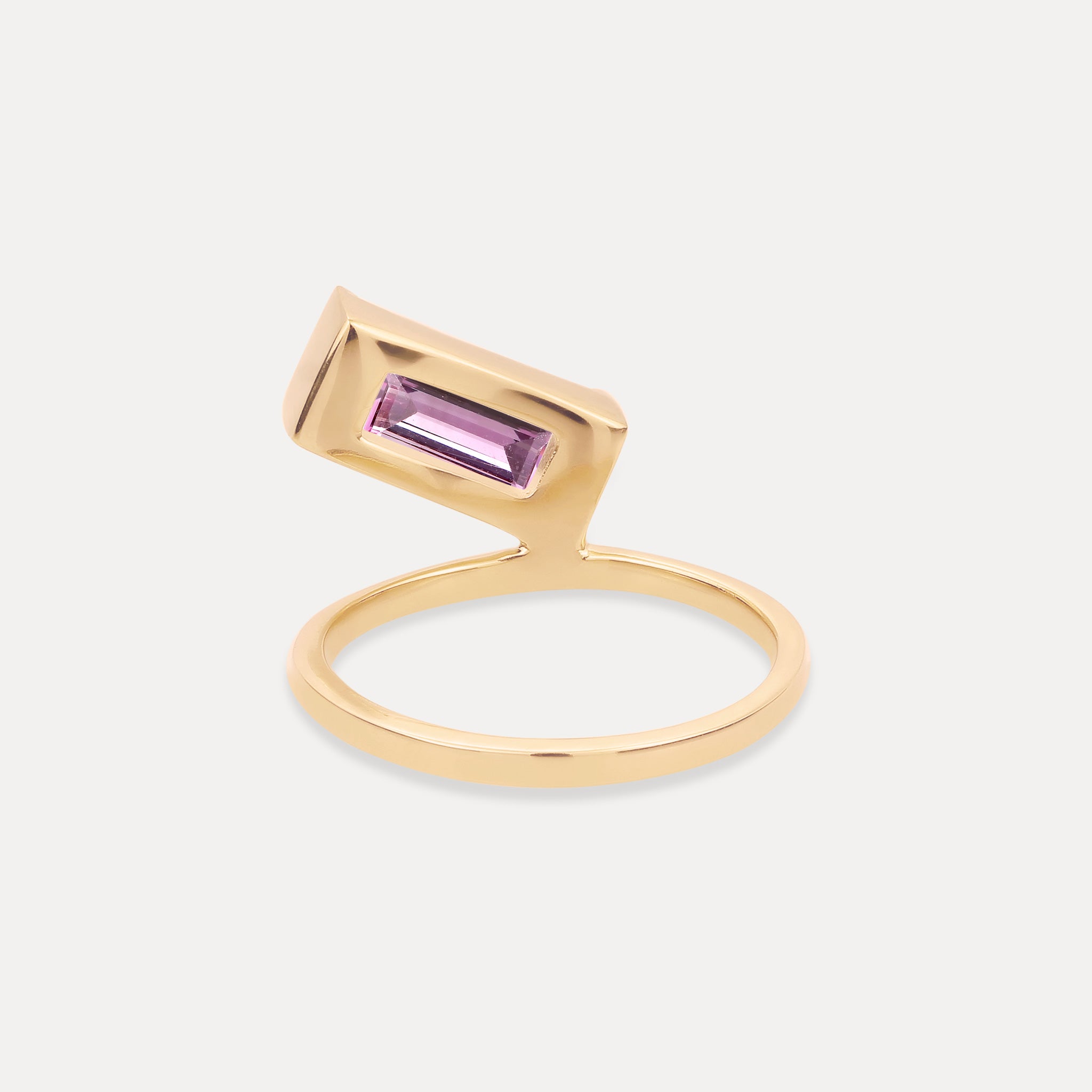 Amethyst Balance Baguette Ring | 14k Solid Gold