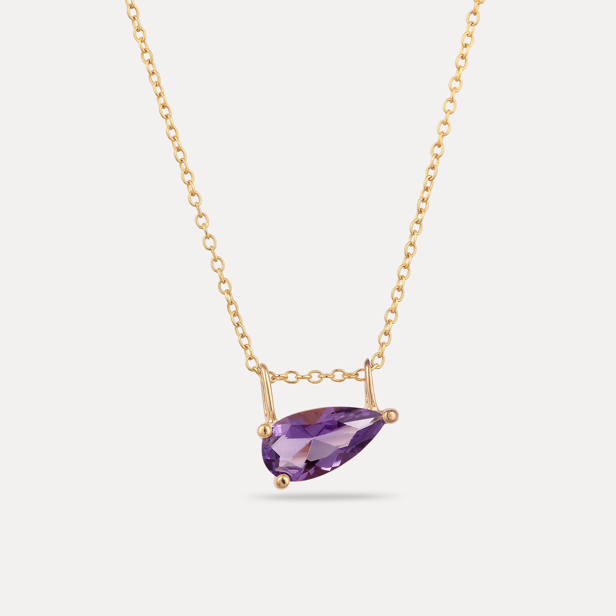 Amethyst Balance Drop Pendant | 14K Gold