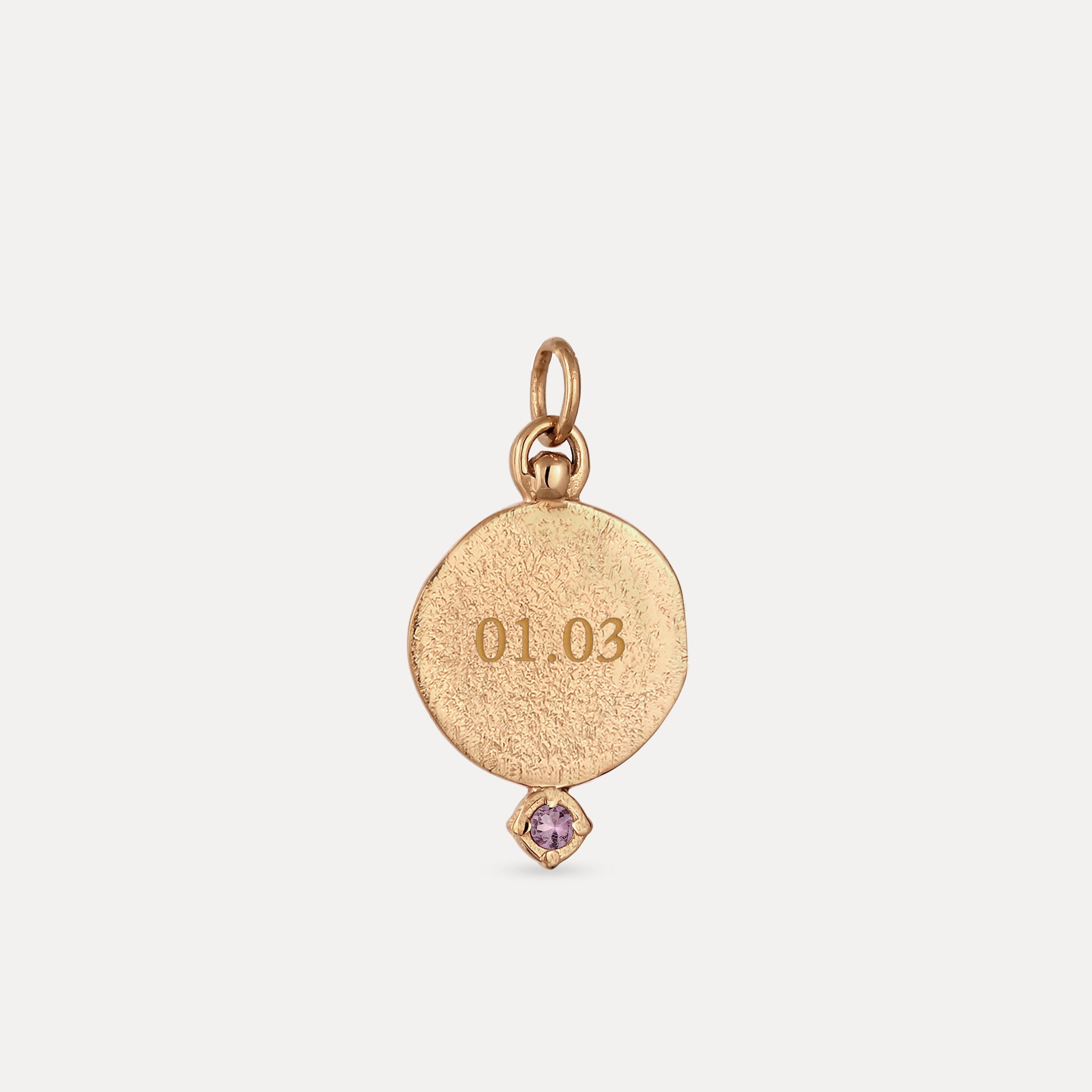 Amethyst Engravable Fluid Medallion Pendant – Antique | 14k Solid Gold
