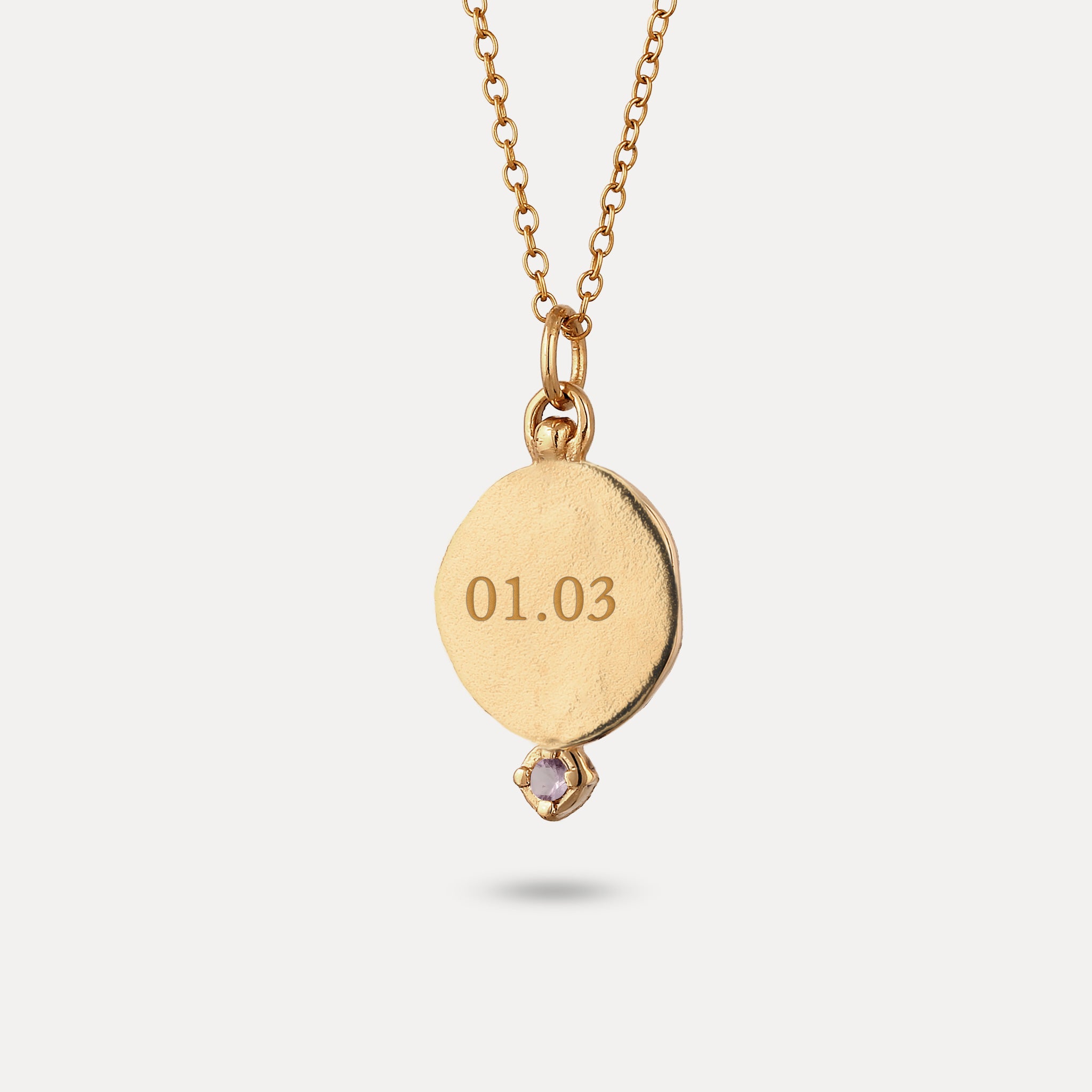 Amethyst Engravable Fluid Medaillon Pendant - Glossy