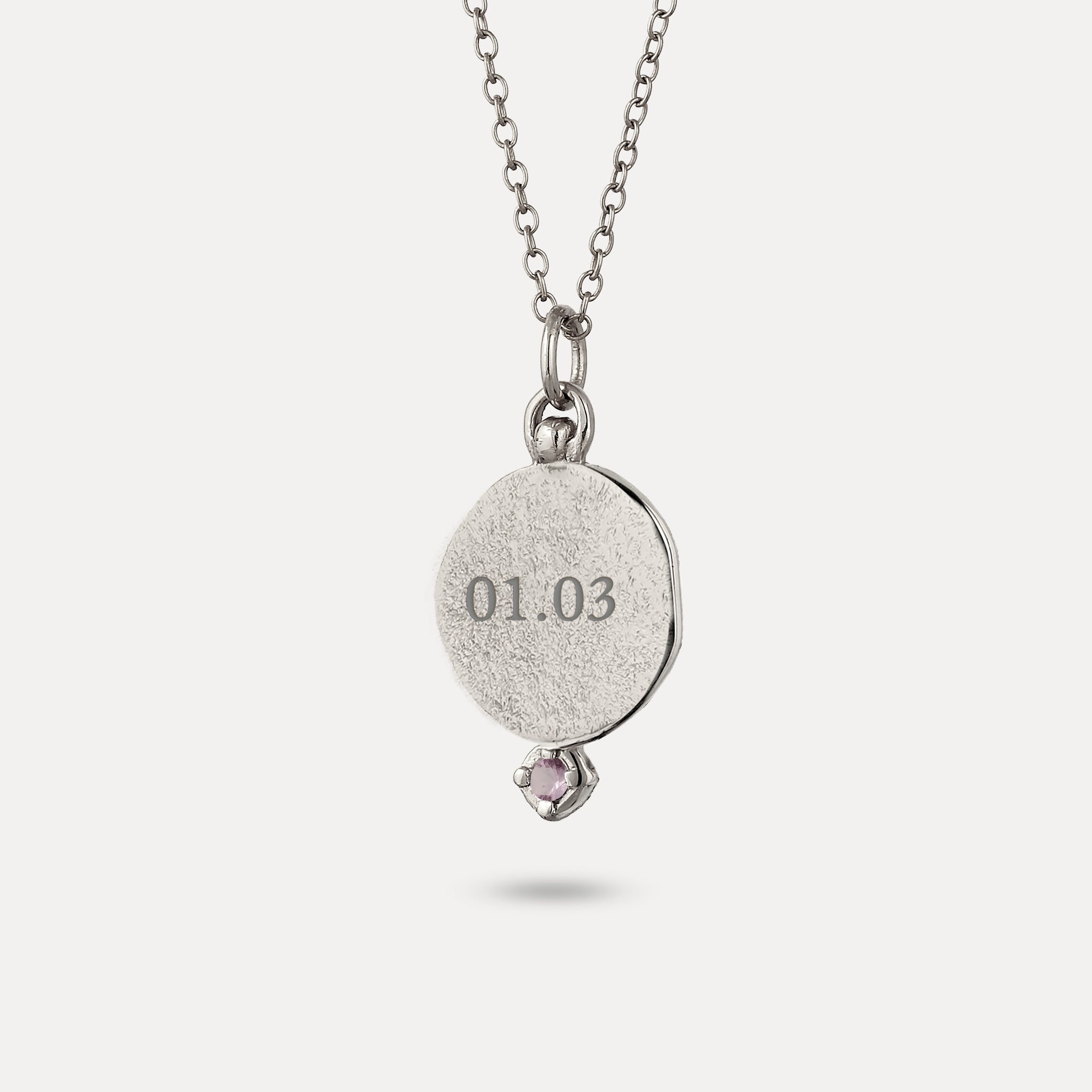 Amethyst Engravable Fluid Medaillon Pendant - Matte