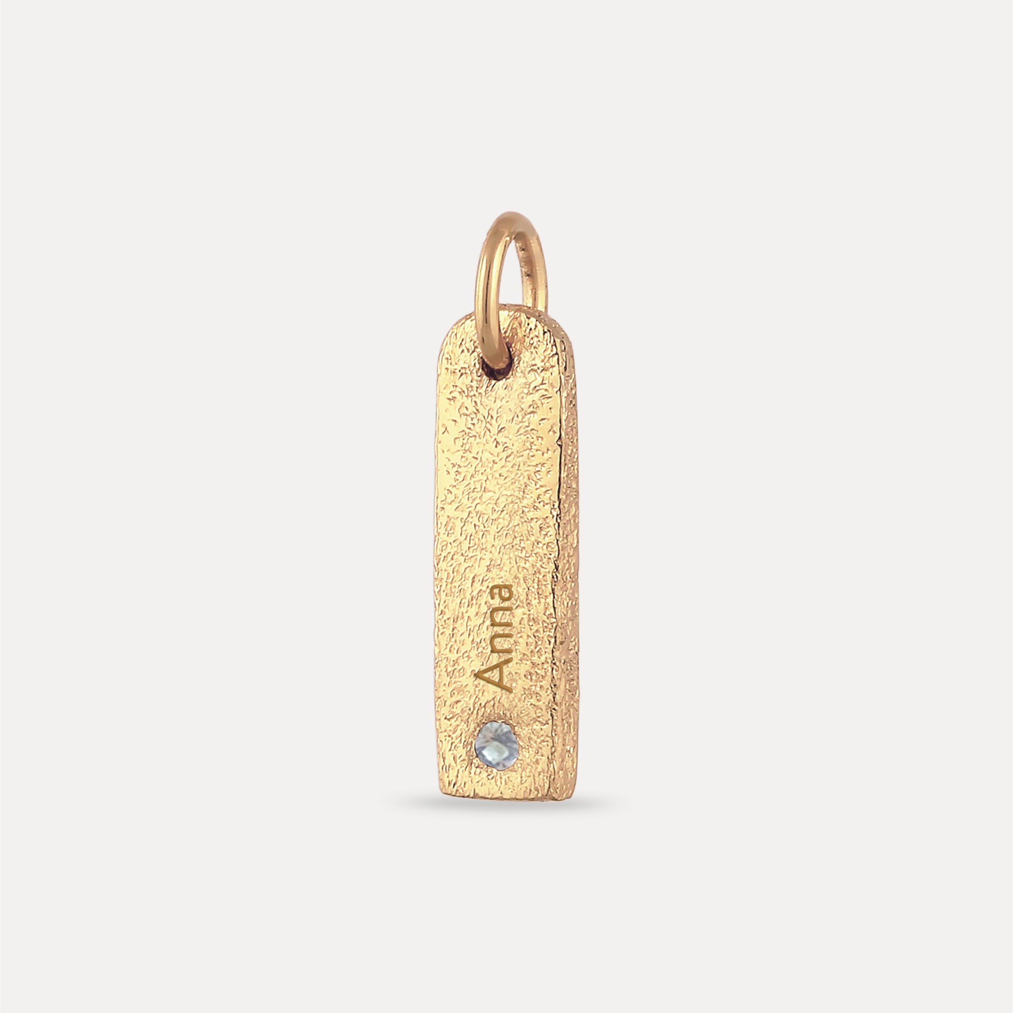 Aquamarine Engravable Bar Pendant - Antique