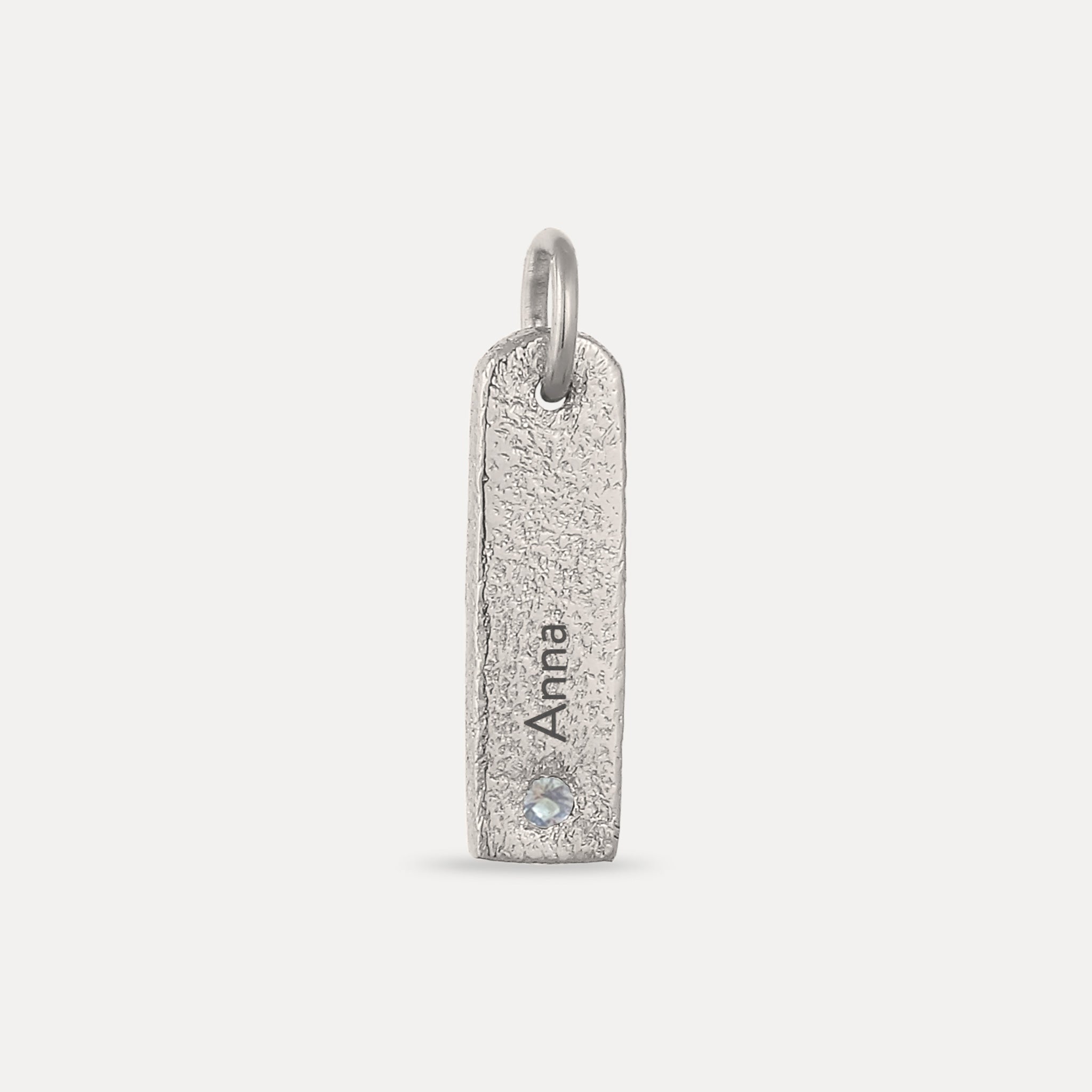 Aquamarine Engravable Bar Pendant - Antique