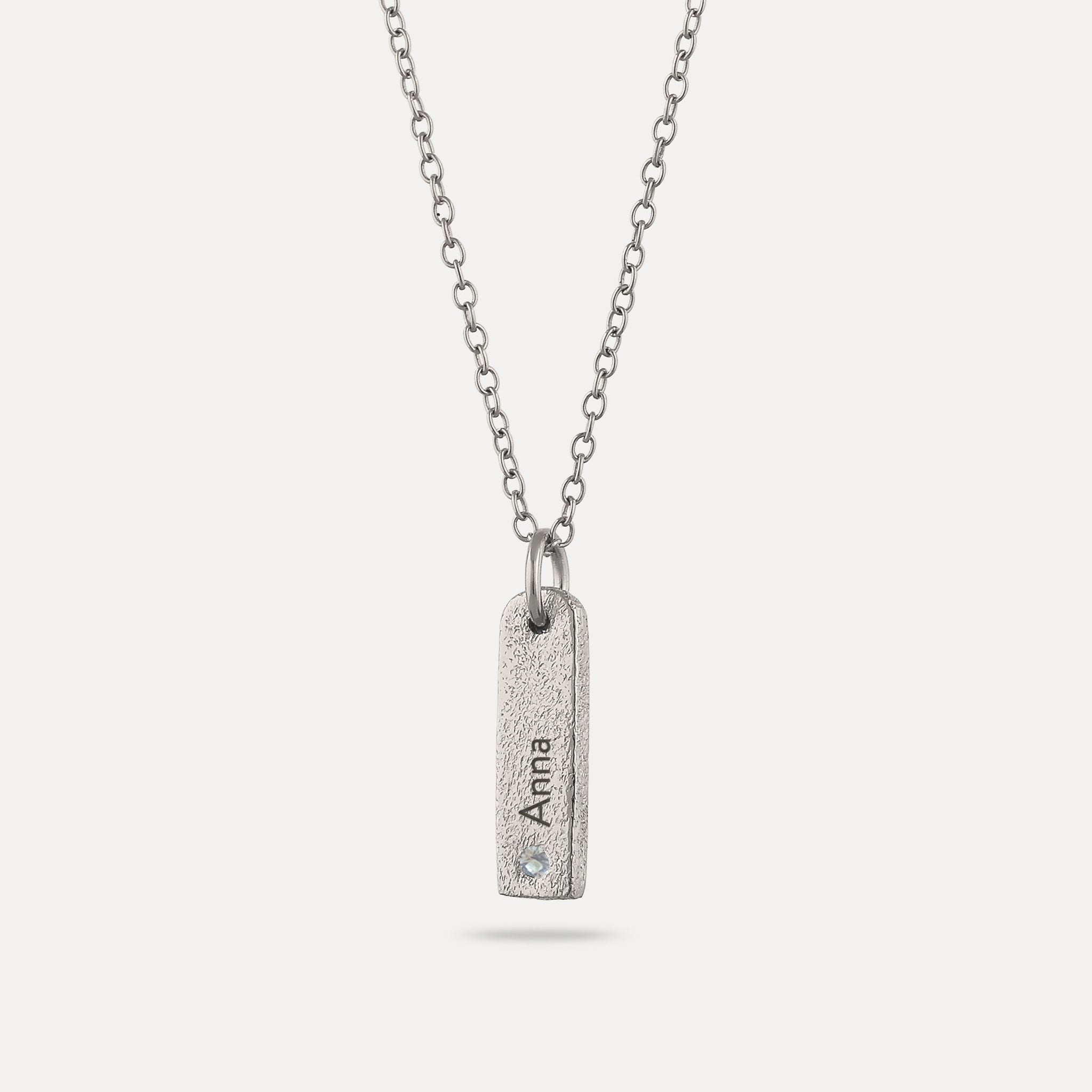 Aquamarine Engravable Bar Pendant - Antique