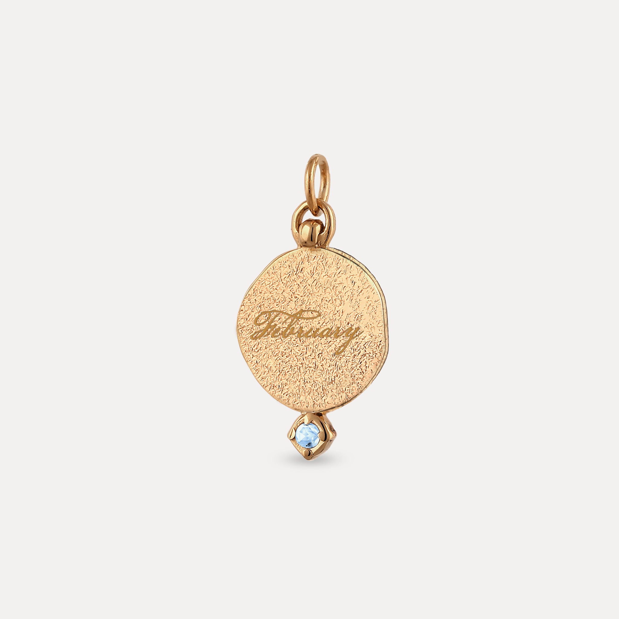 Aquamarin Engravable Fluid Medaillon Pendant - Antique | 14k Solid Gold