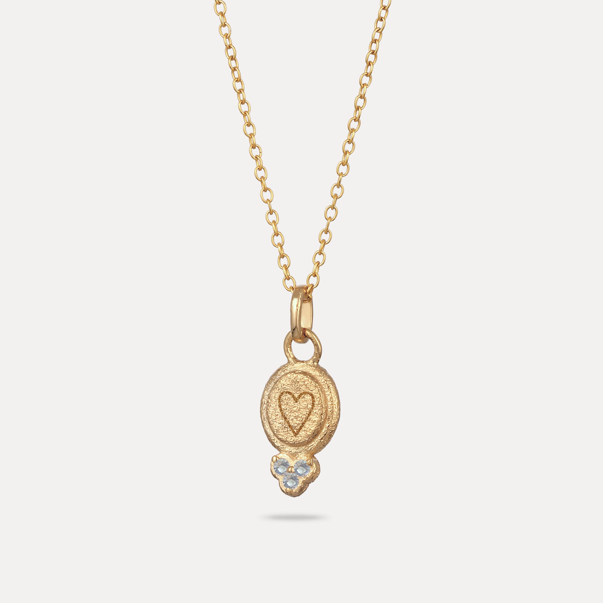 Aquamarine Engravable Trinity Emblem Pendant - Antique