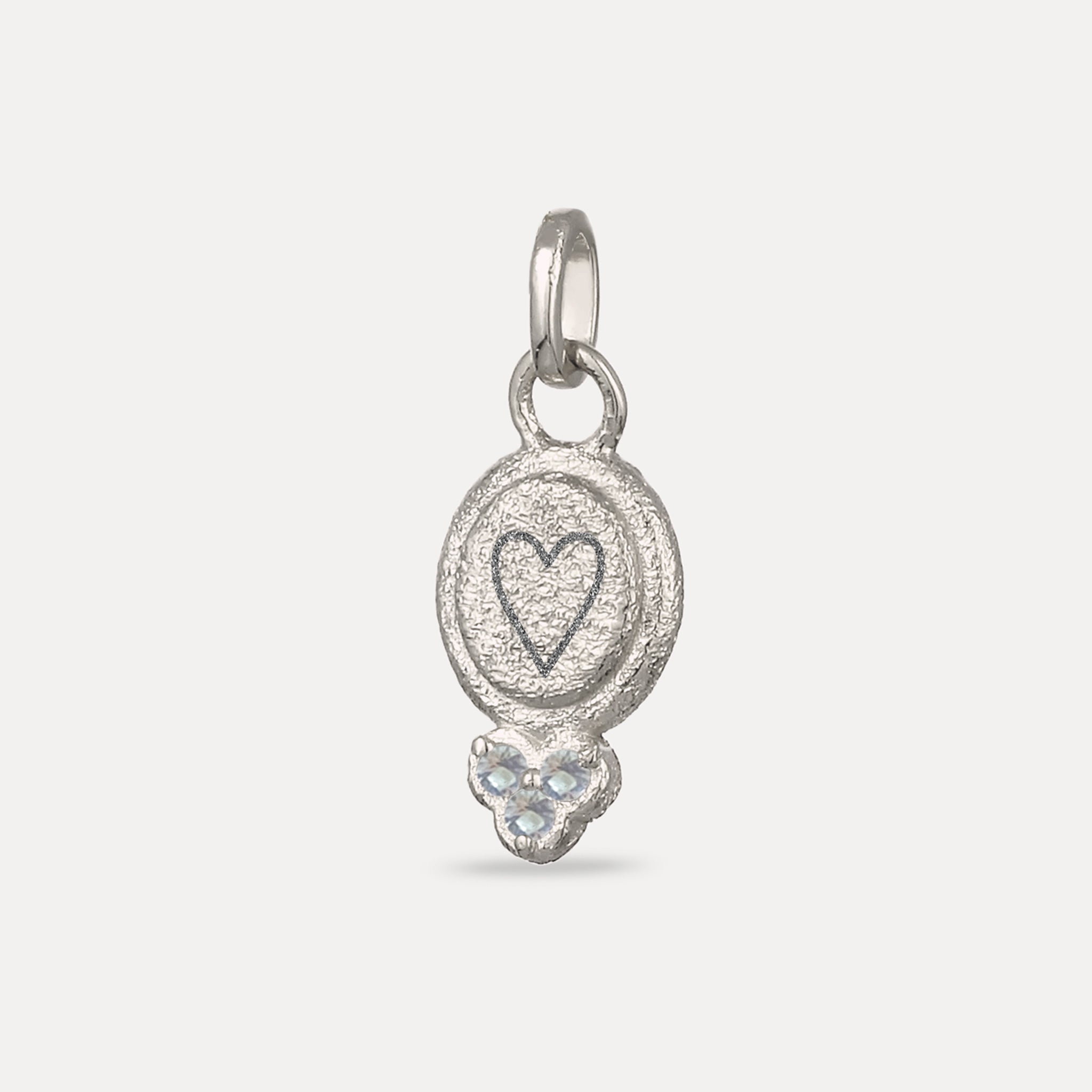 Aquamarine Engravable Trinity Emblem Pendant - Antique