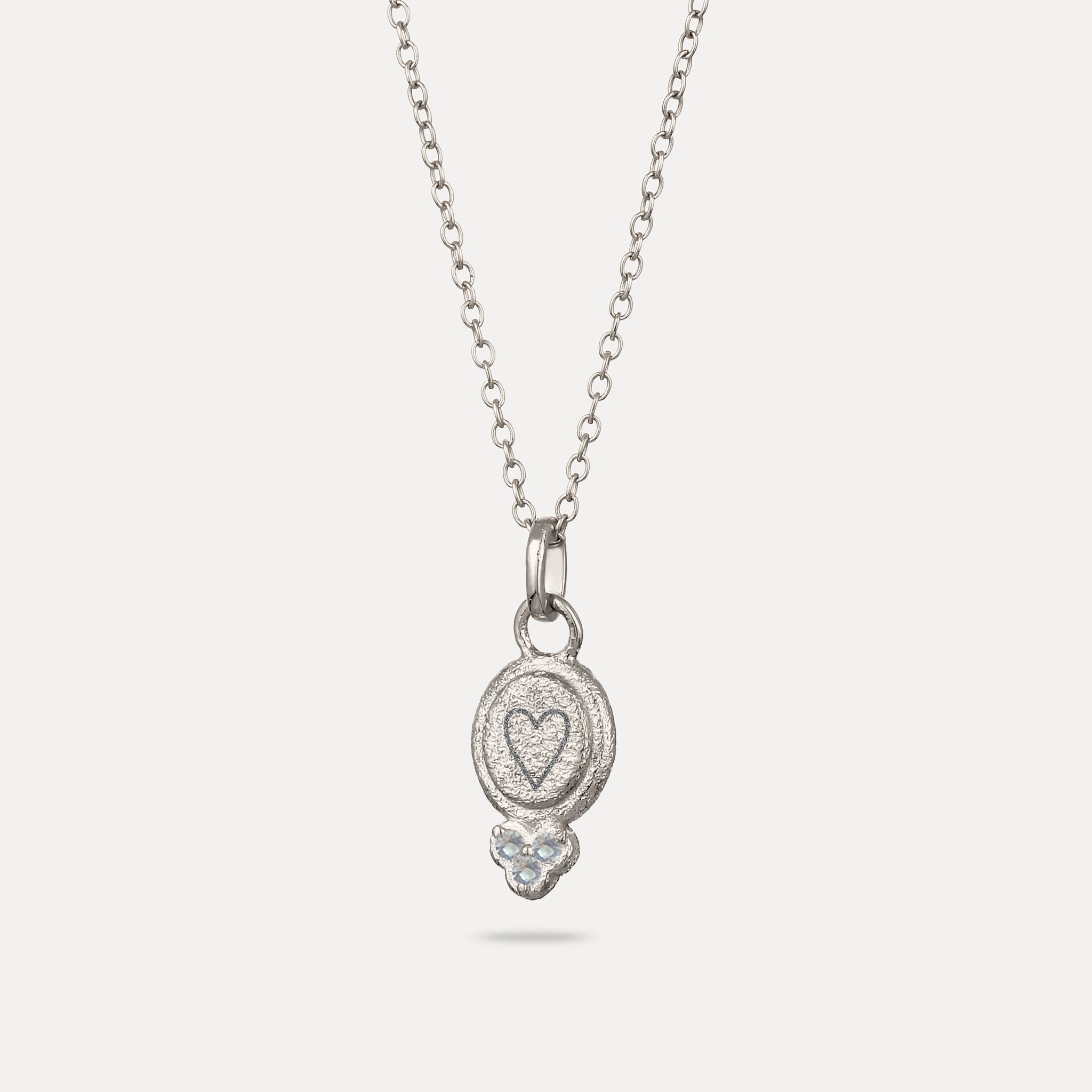 Aquamarine Engravable Trinity Emblem Pendant - Antique