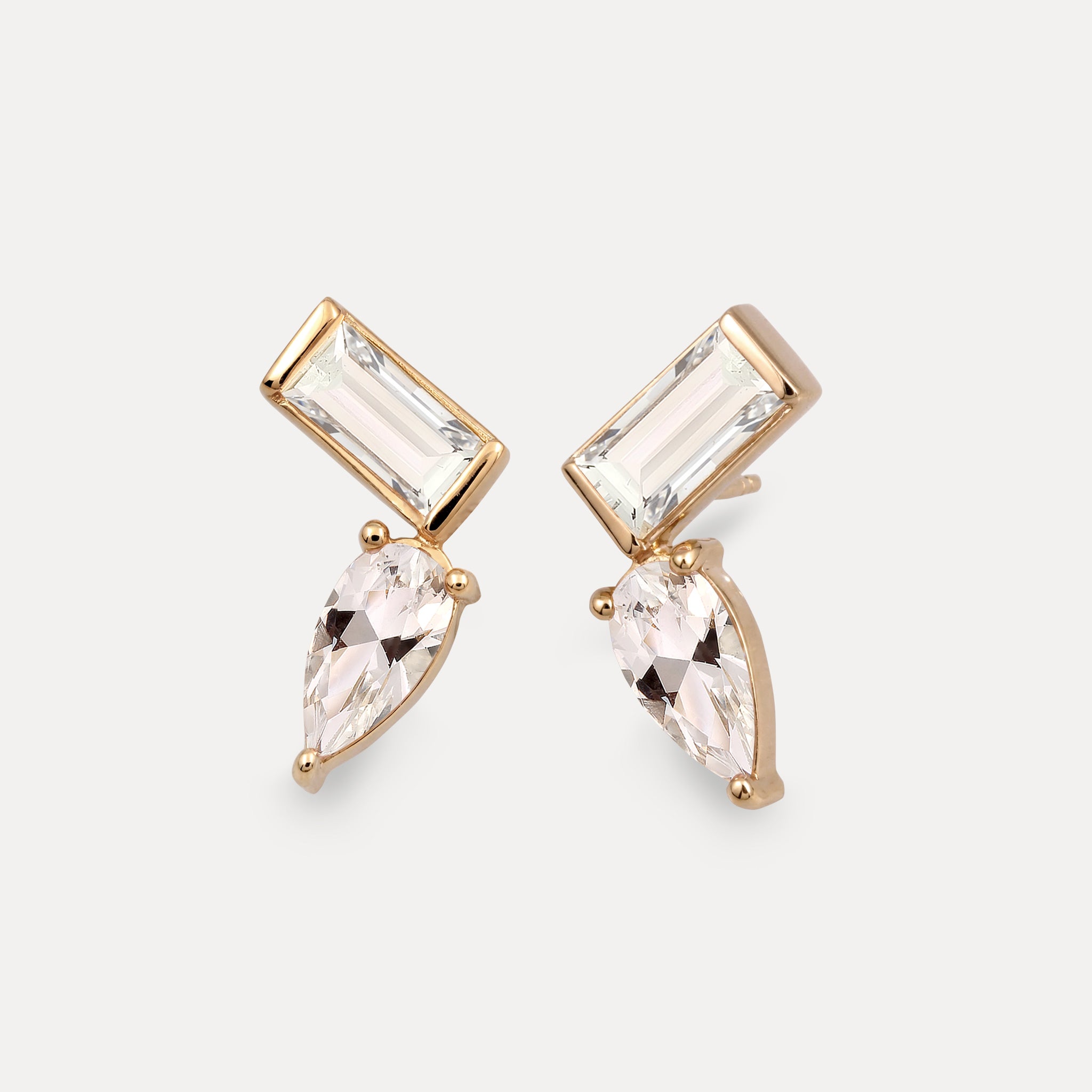 Beryl Balance Stud Earrings | 14k Solid Gold