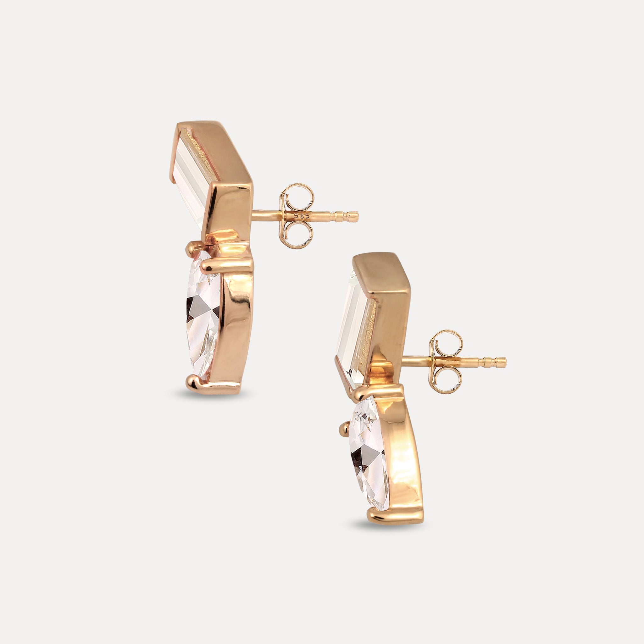 Beryl Balance Stud Earrings | 14k Solid Gold
