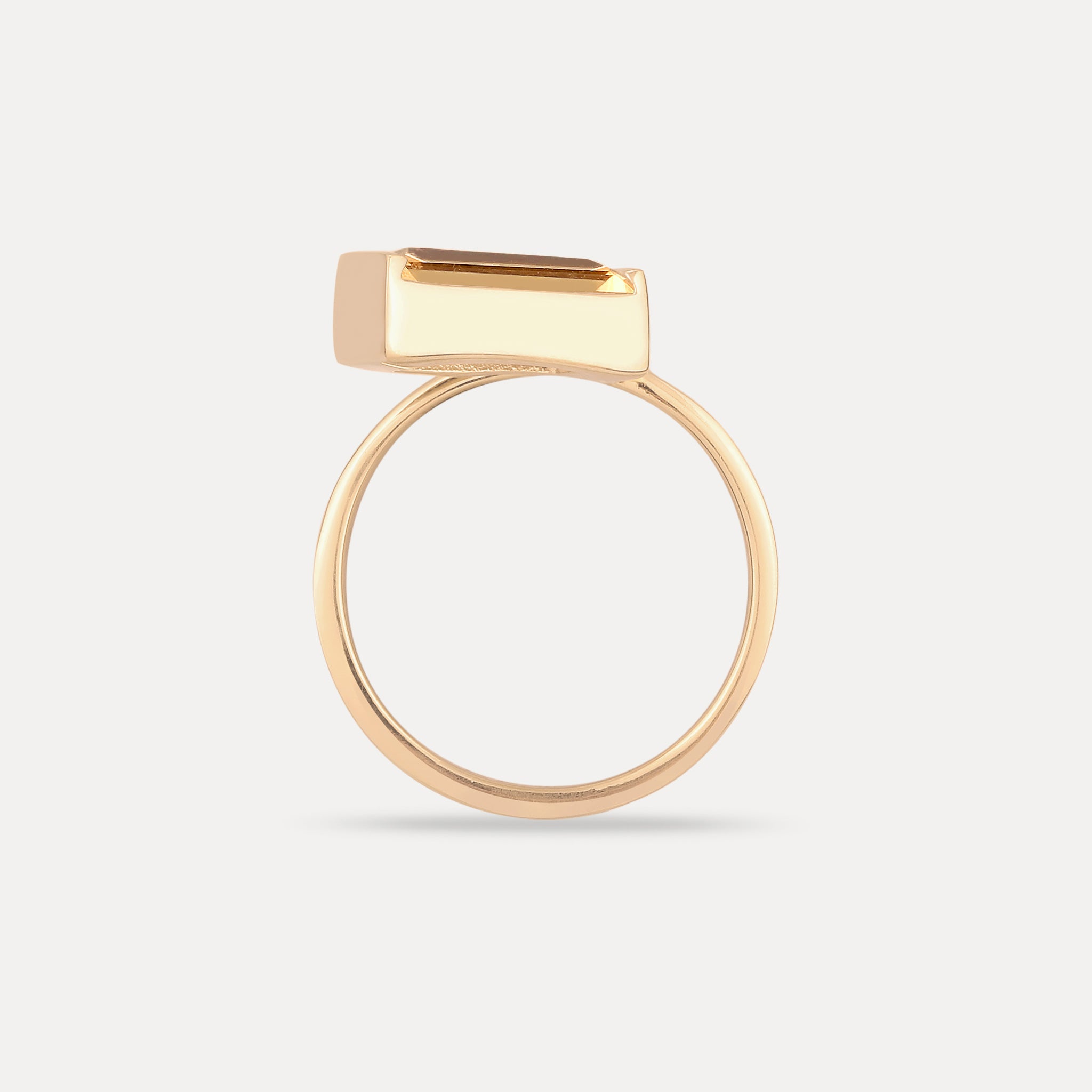 Citrine Balance Baguette Ring | 14k Solid Gold