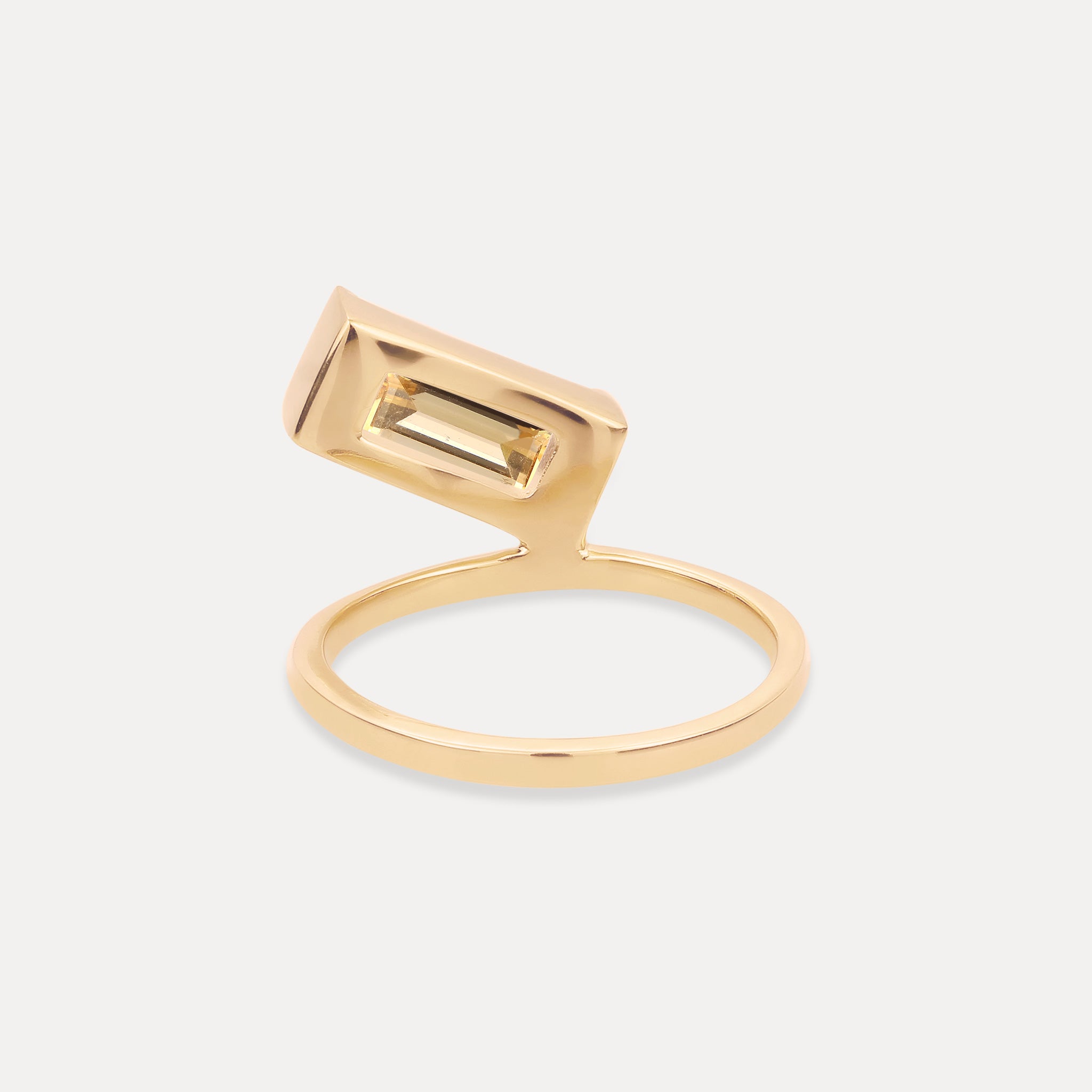 Citrine Balance Baguette Ring | 14k Solid Gold