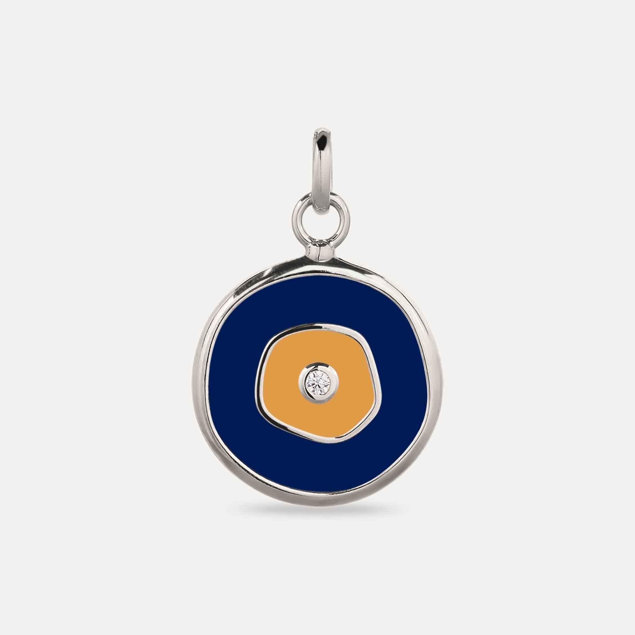 White Sapphire Evil Eye Pendant Dark Blue