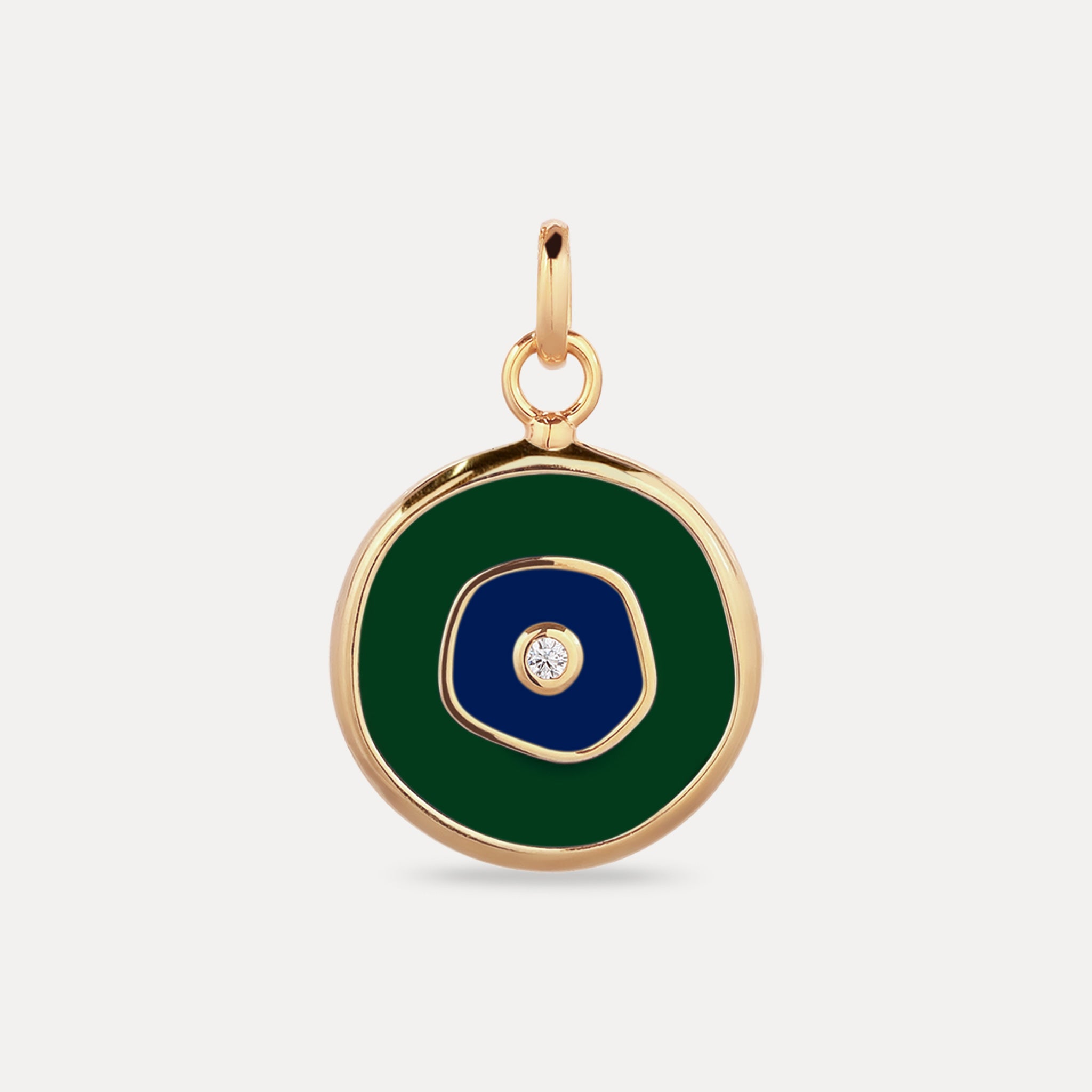 White Sapphire Evil Eye Pendant Dark Green